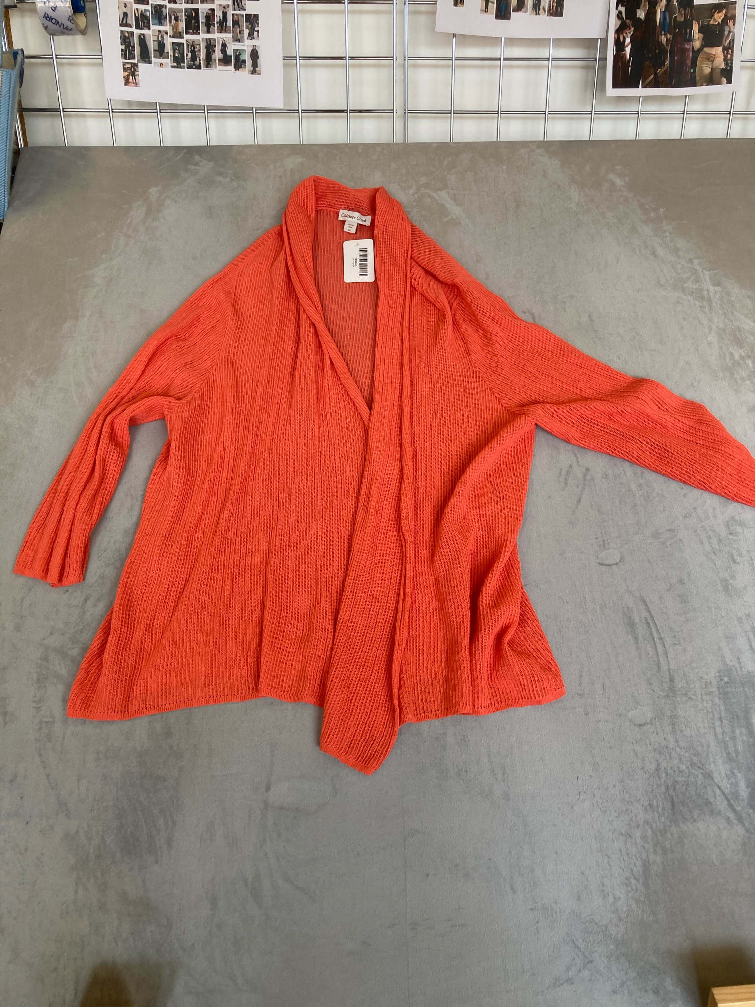 Coldwater Creek Coral Orange Knit Cardigan Size 2X