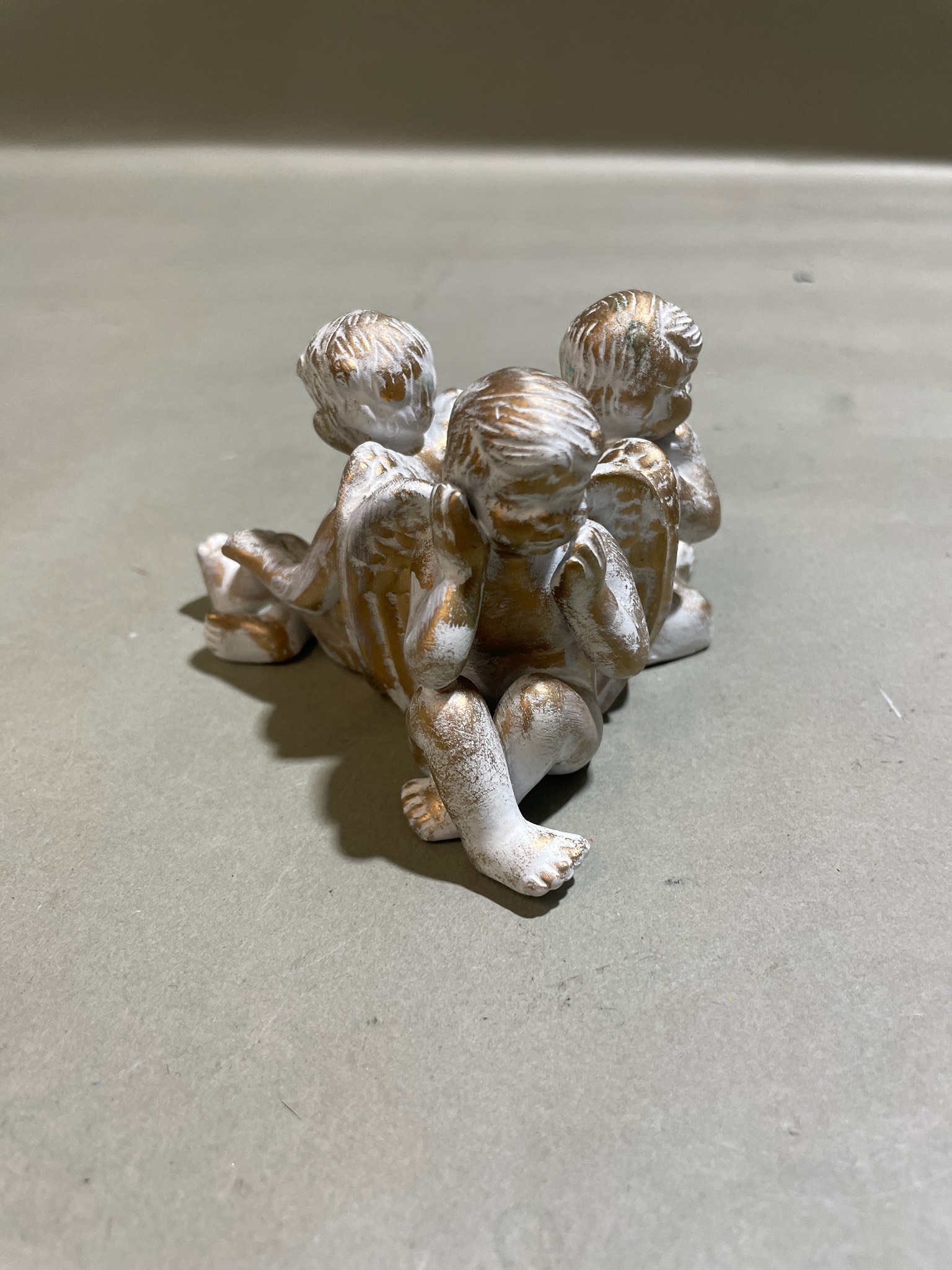 Ivory Triple Cherub Taper Candle Holder