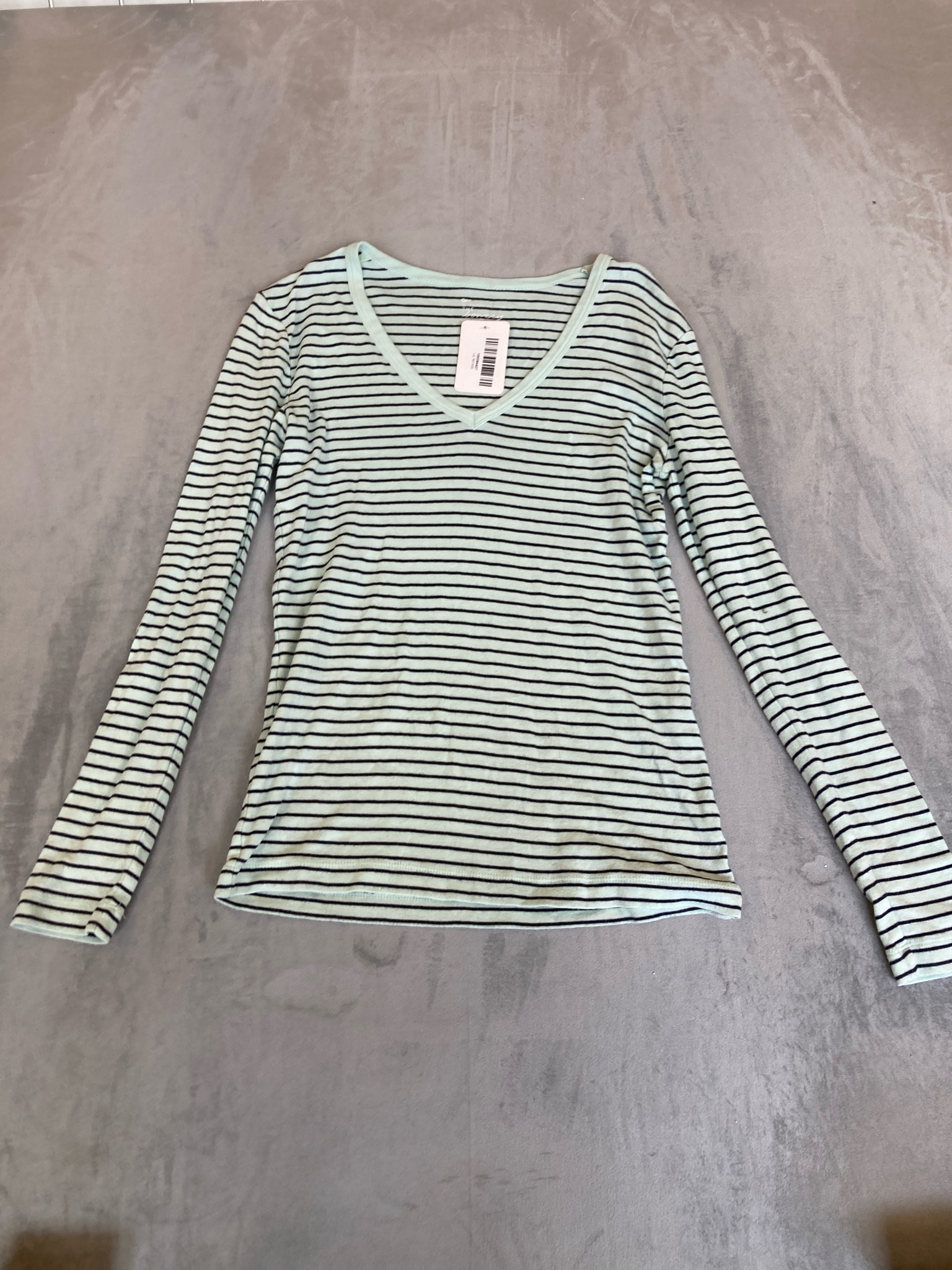 Gap Mint Green Striped Soft Knit V-Neck Top Size S