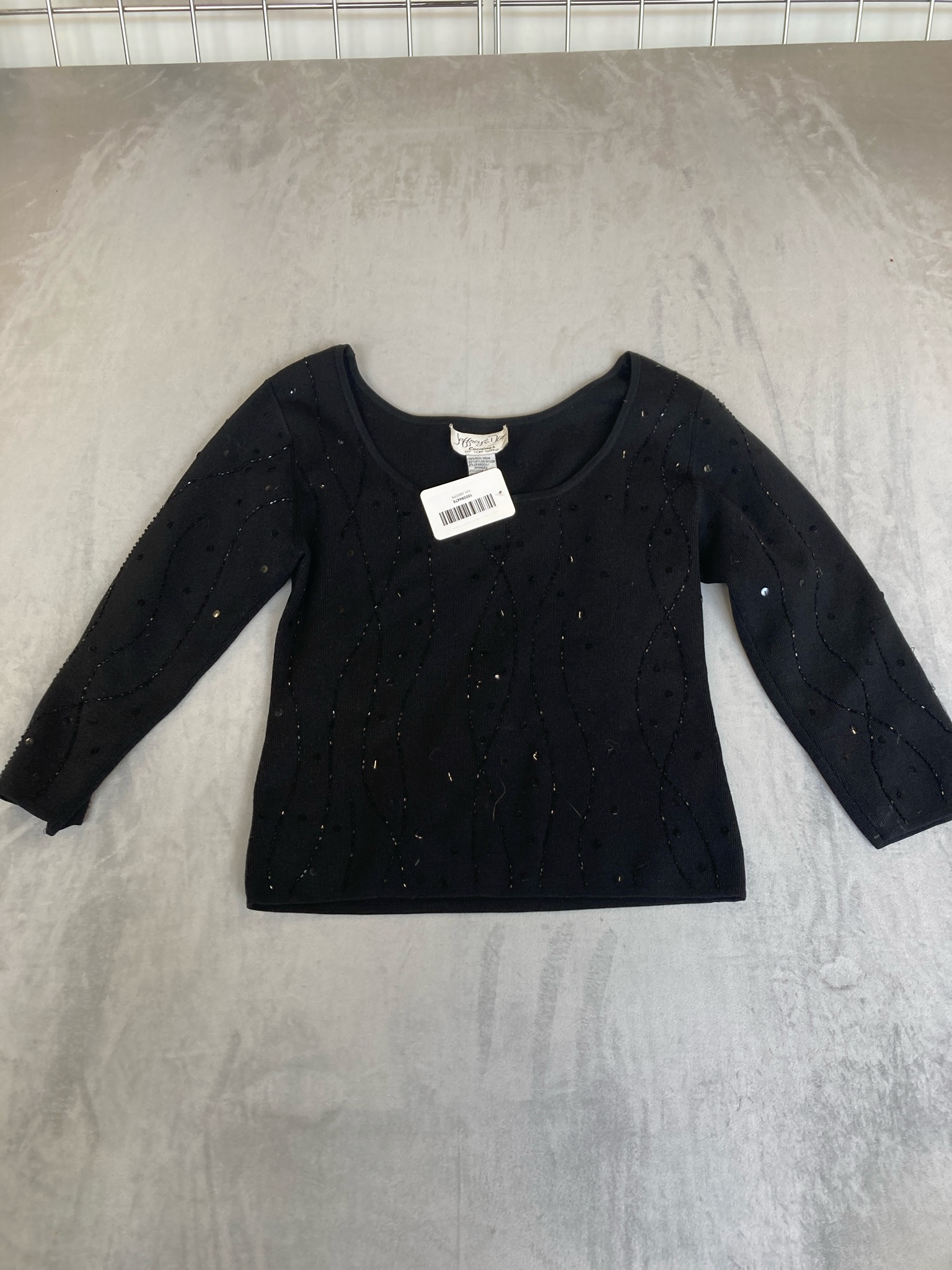 Jeffrey Toll Evenings by Tom Barra Black Silk Blend Openwork Knit Top