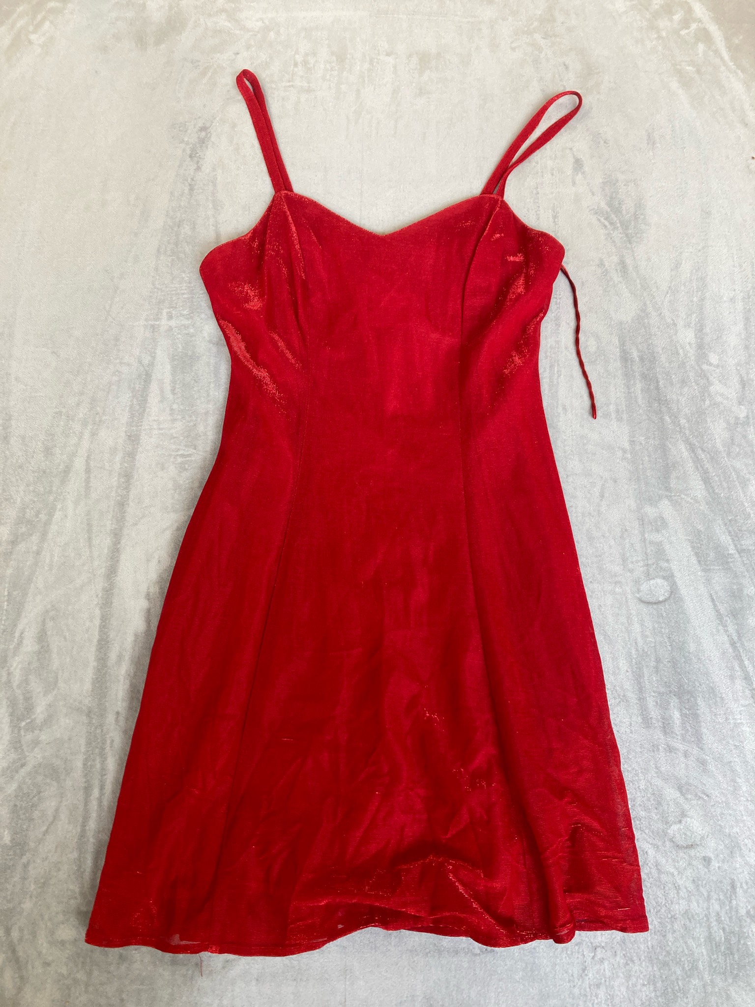 Red Textured Spaghetti Strap Dress Size 3/6
