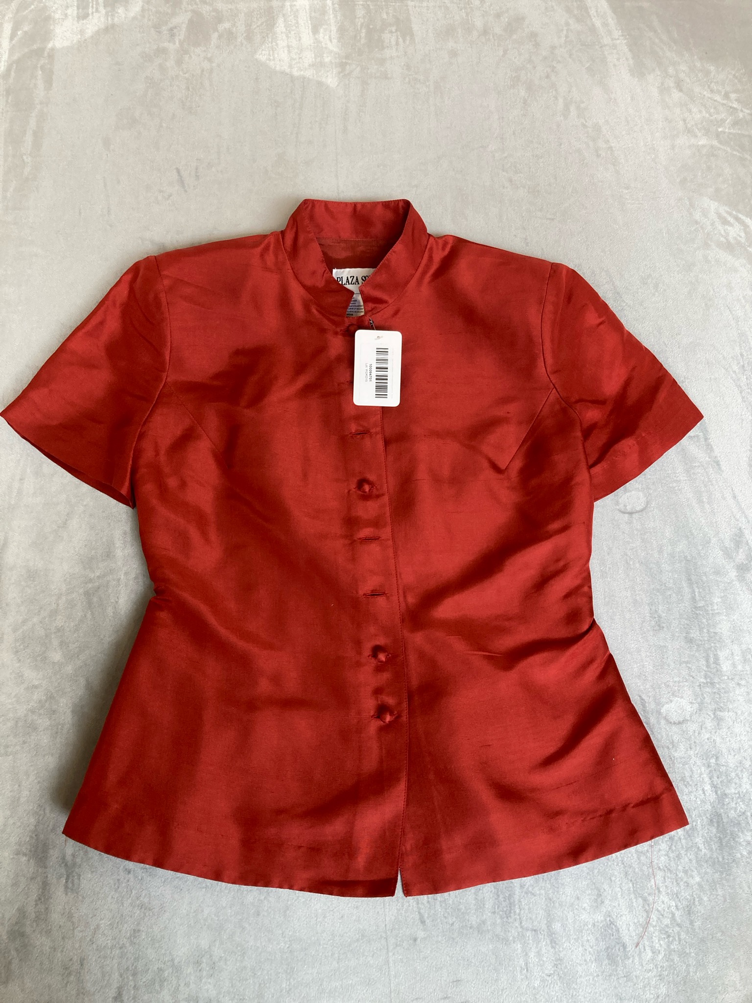 Plaza South Red Silk Blouse Size L