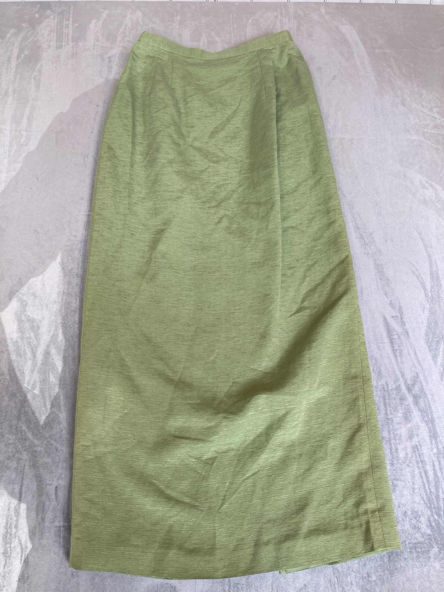 Anna Carole Green Silk Linen Skirt Size 4