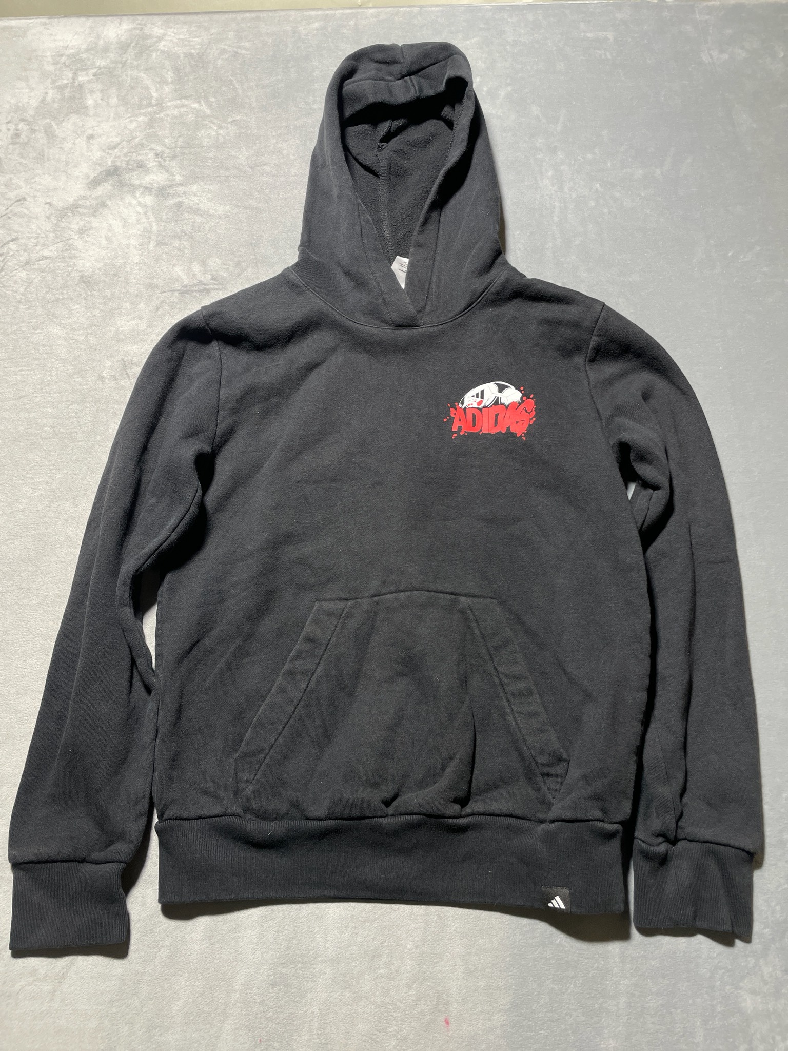 Adidas Black Cotton Blend Graphic Pullover Hoodie Size M