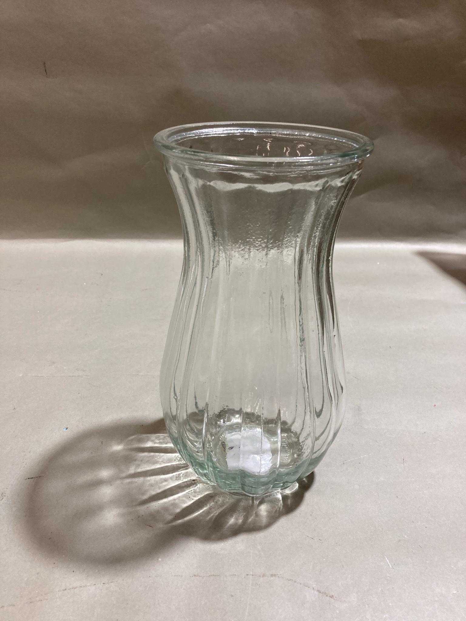 Clear Ribbed Glass Vase