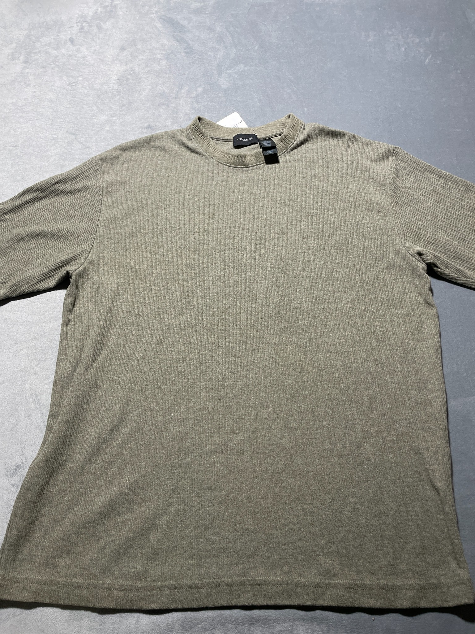 Claiborne Olive Gray Knit Short Sleeve Shirt Size M