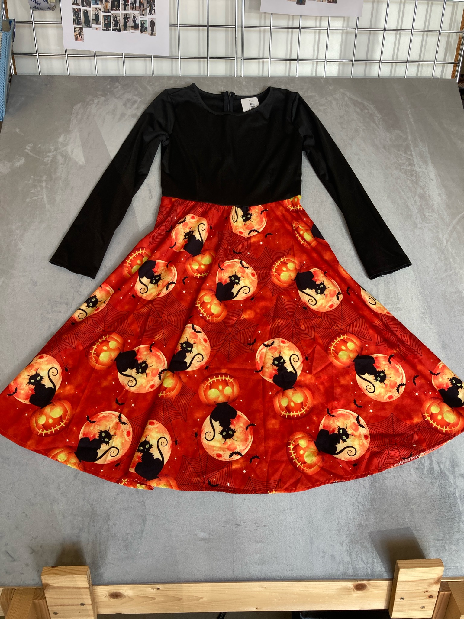 Black and Red Cotton Polyester Halloween Dress