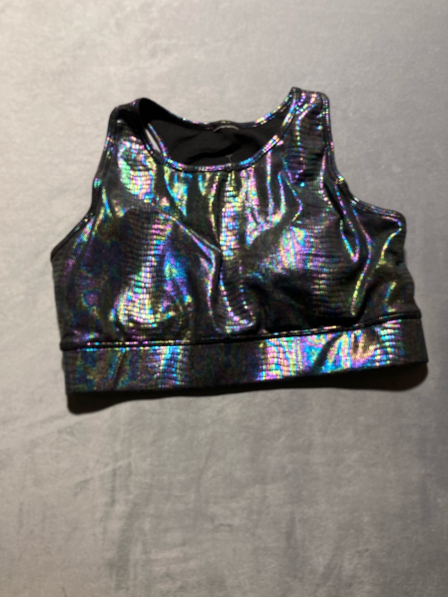 Black Iridescent Racerback Crop Top