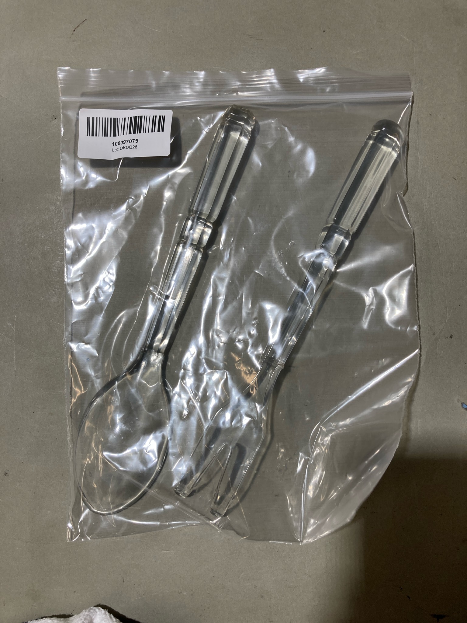 Clear Glass Faceted Serving Spoon and Fork Set