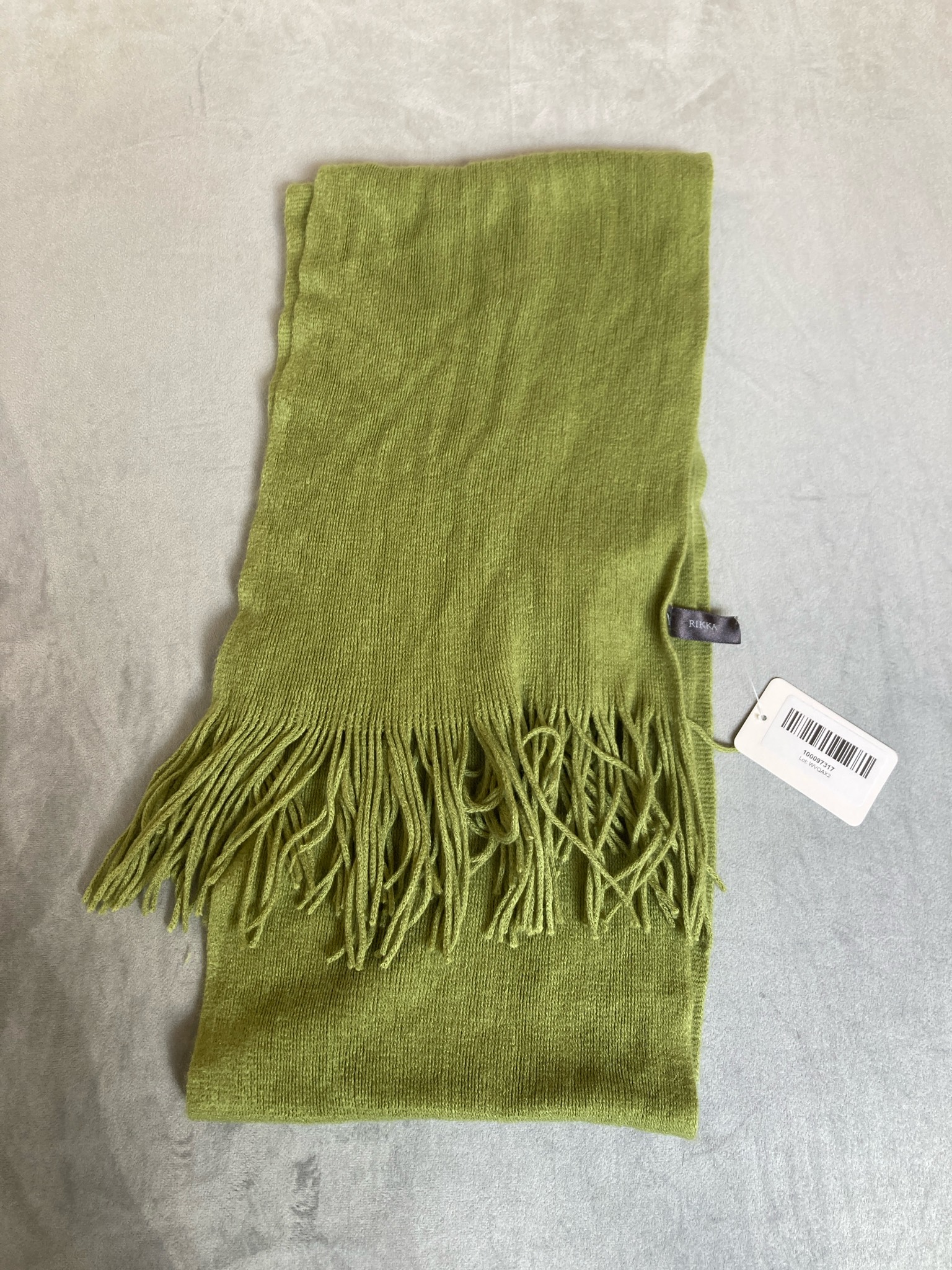 RIKKA Olive Green Textured Knit Scarf