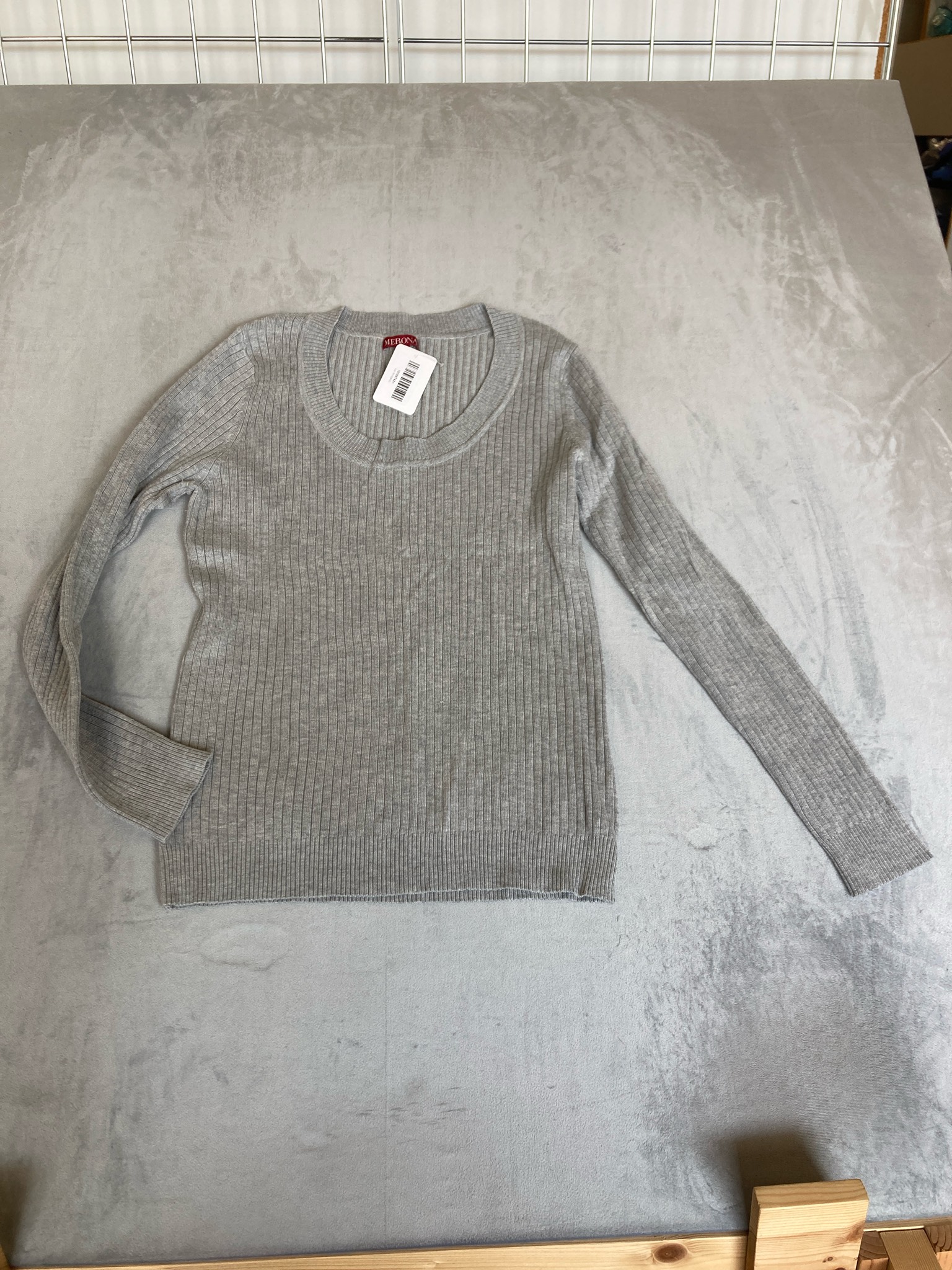 Merona Gray Rib Knit Crew Neck Sweater Size XL