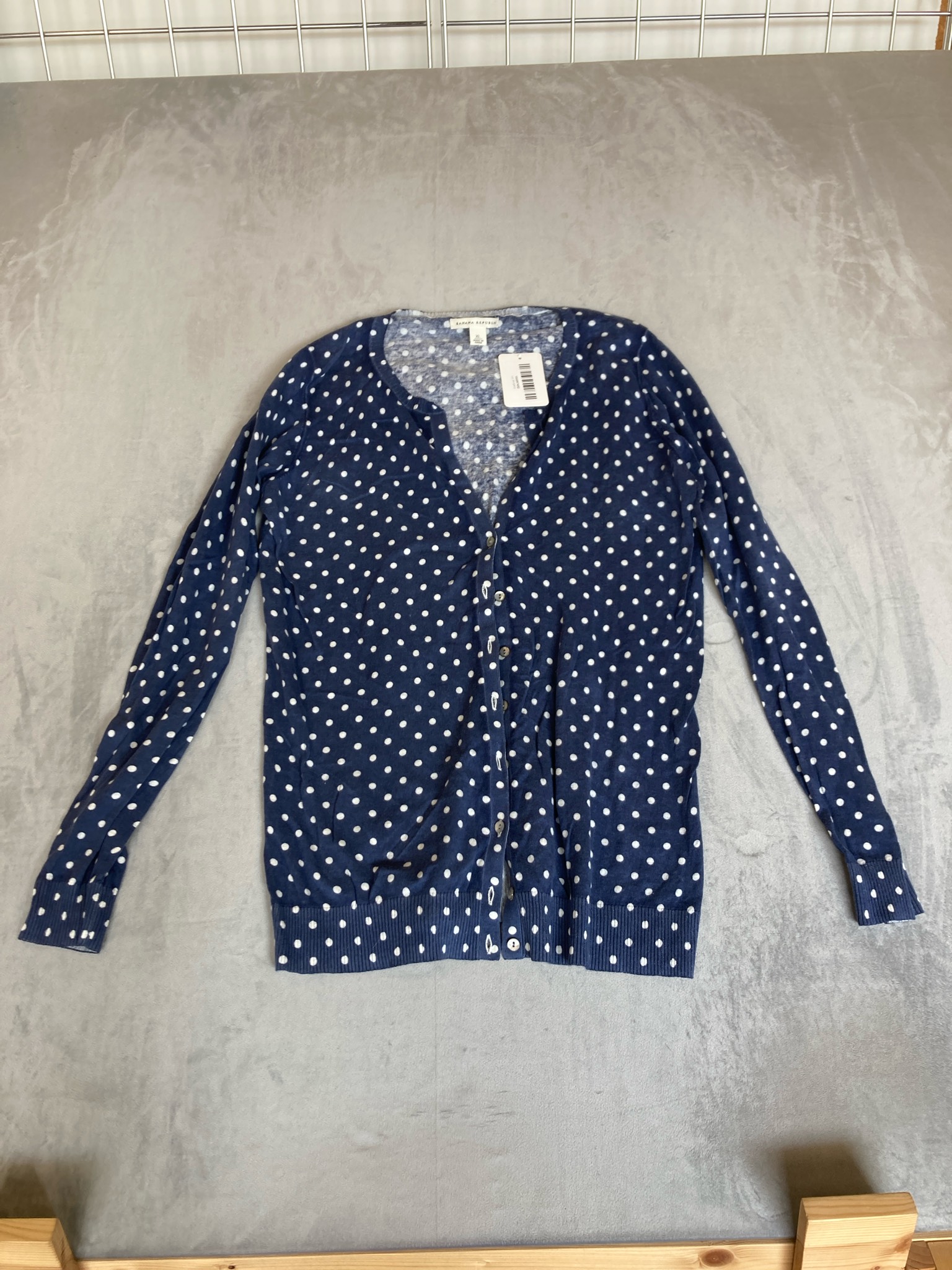 Banana Republic Navy Blue Dotted Button-Front Cardigan Size XL