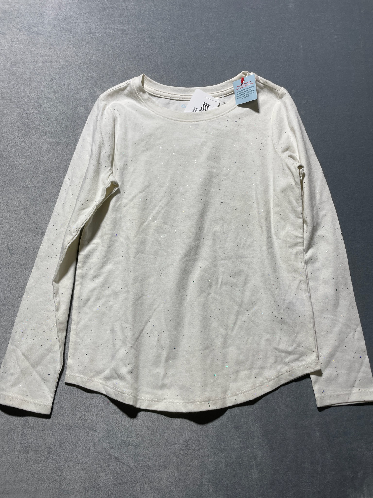 Cat & Jack Cream Cotton Blend Speckled Long Sleeve Shirt Size 4T