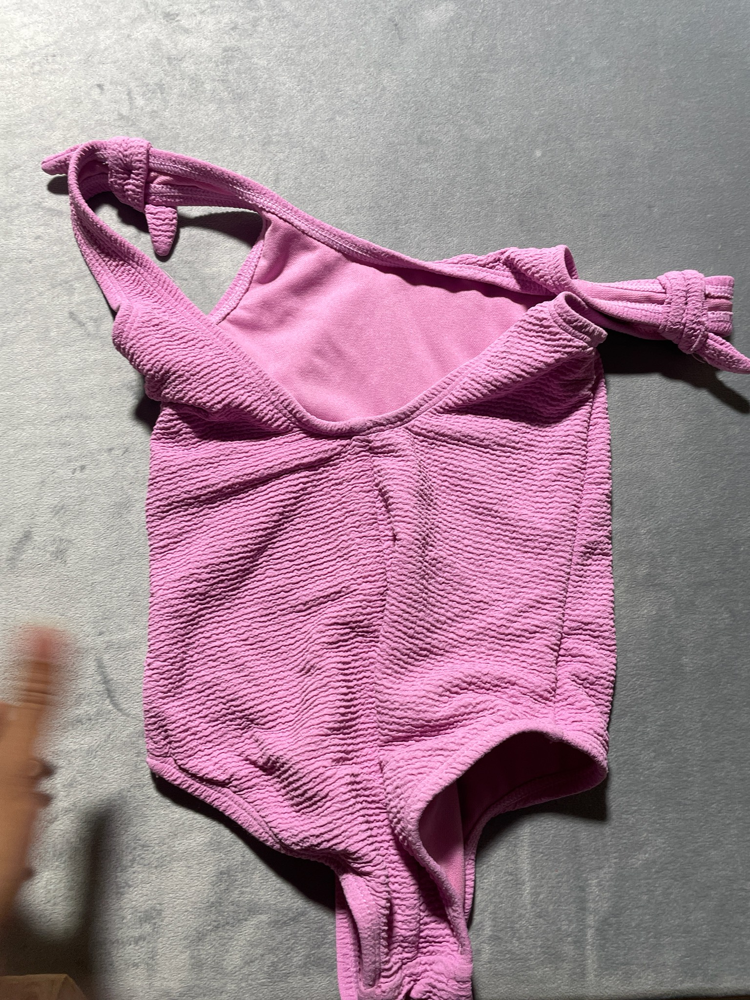 Pink Textured Polyester One-Piece Swimsuit Size Size 5