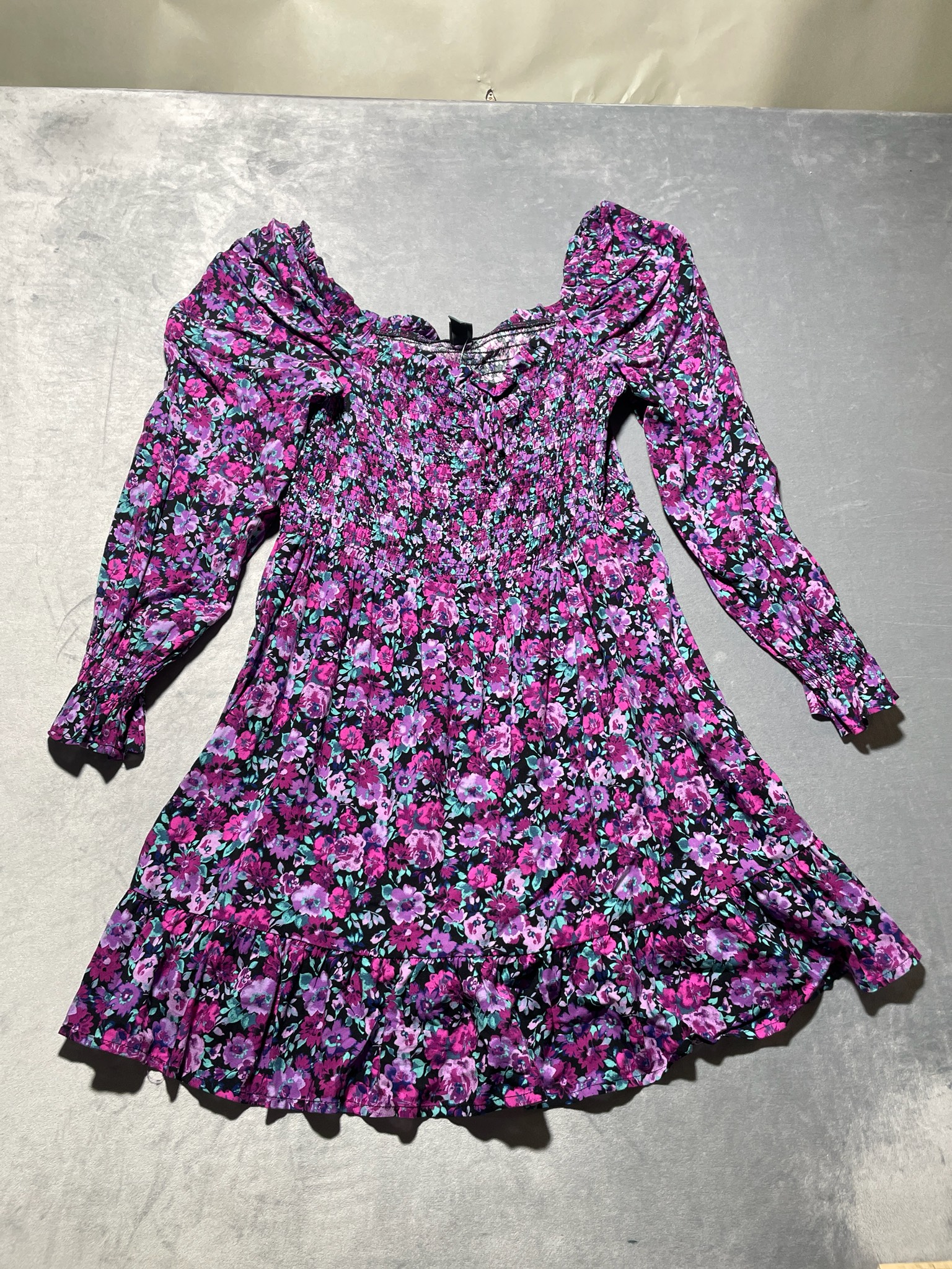Wild Fable Black Pink Floral Long Sleeve Dress