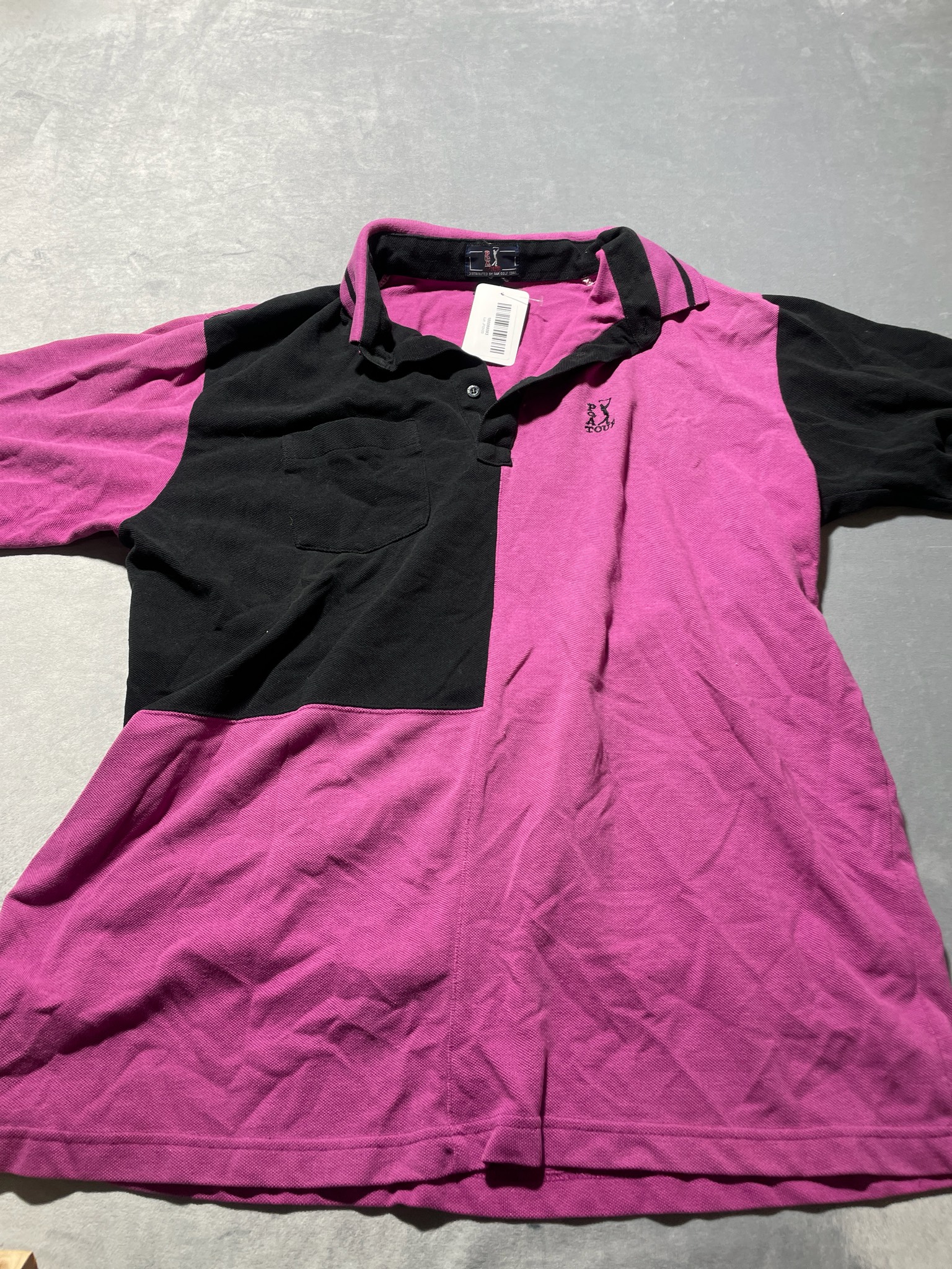 Pink and Black Polyester Cotton Blend Polo Shirt Size XL
