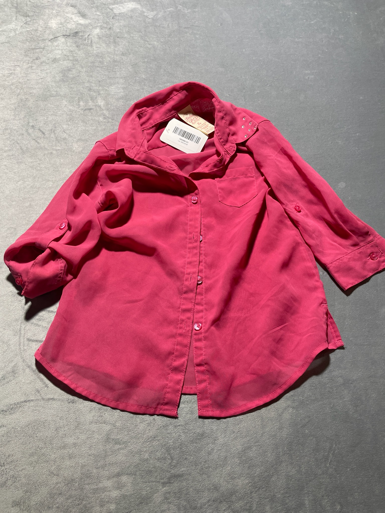 Sadie & Sage Pink Polyester Button Front Shirt Size 7/8