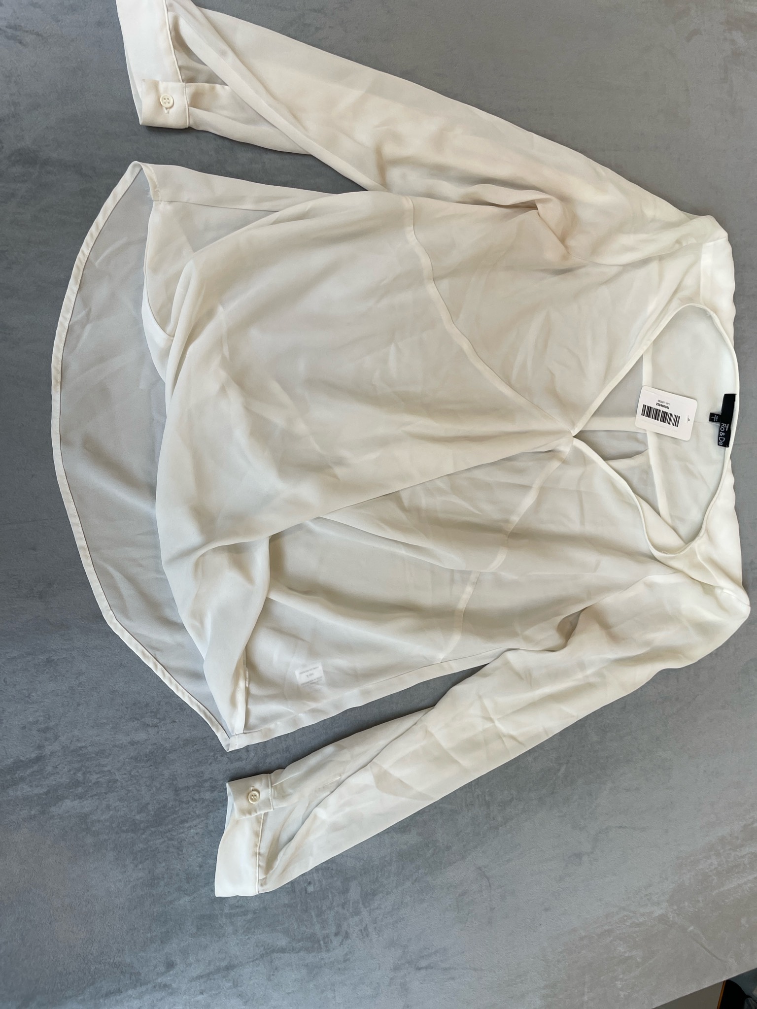 Ro & De Ivory Sheer Blouse Size L