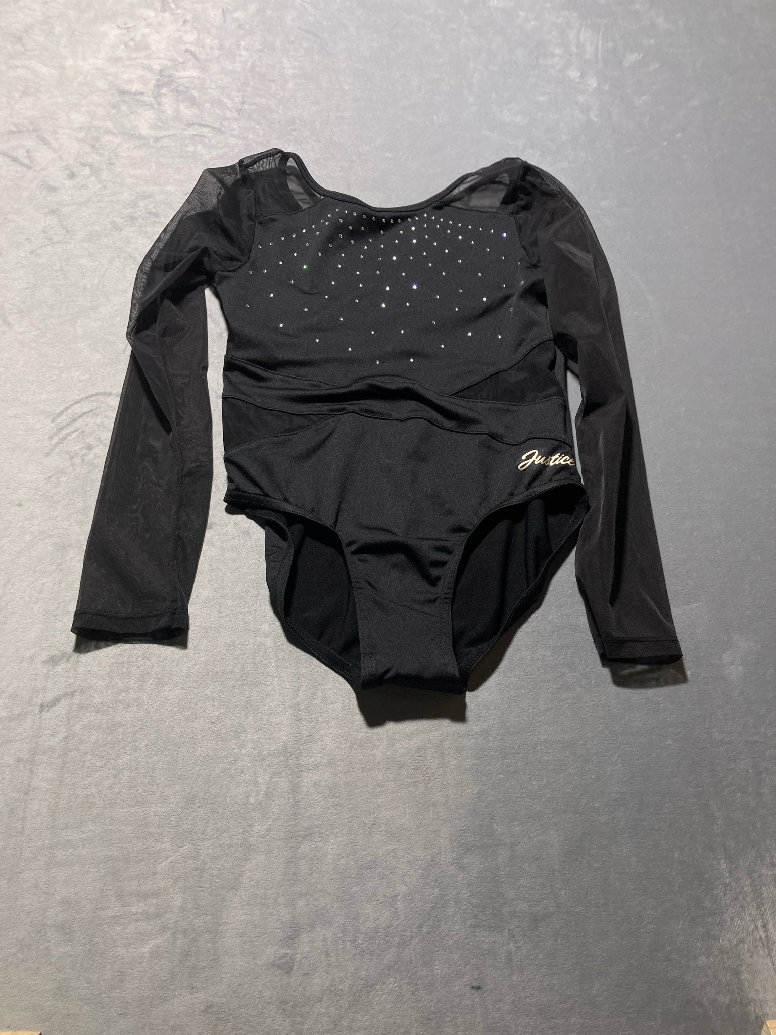 Justice Black Polyester/Spandex Leotard Size L (12/14)