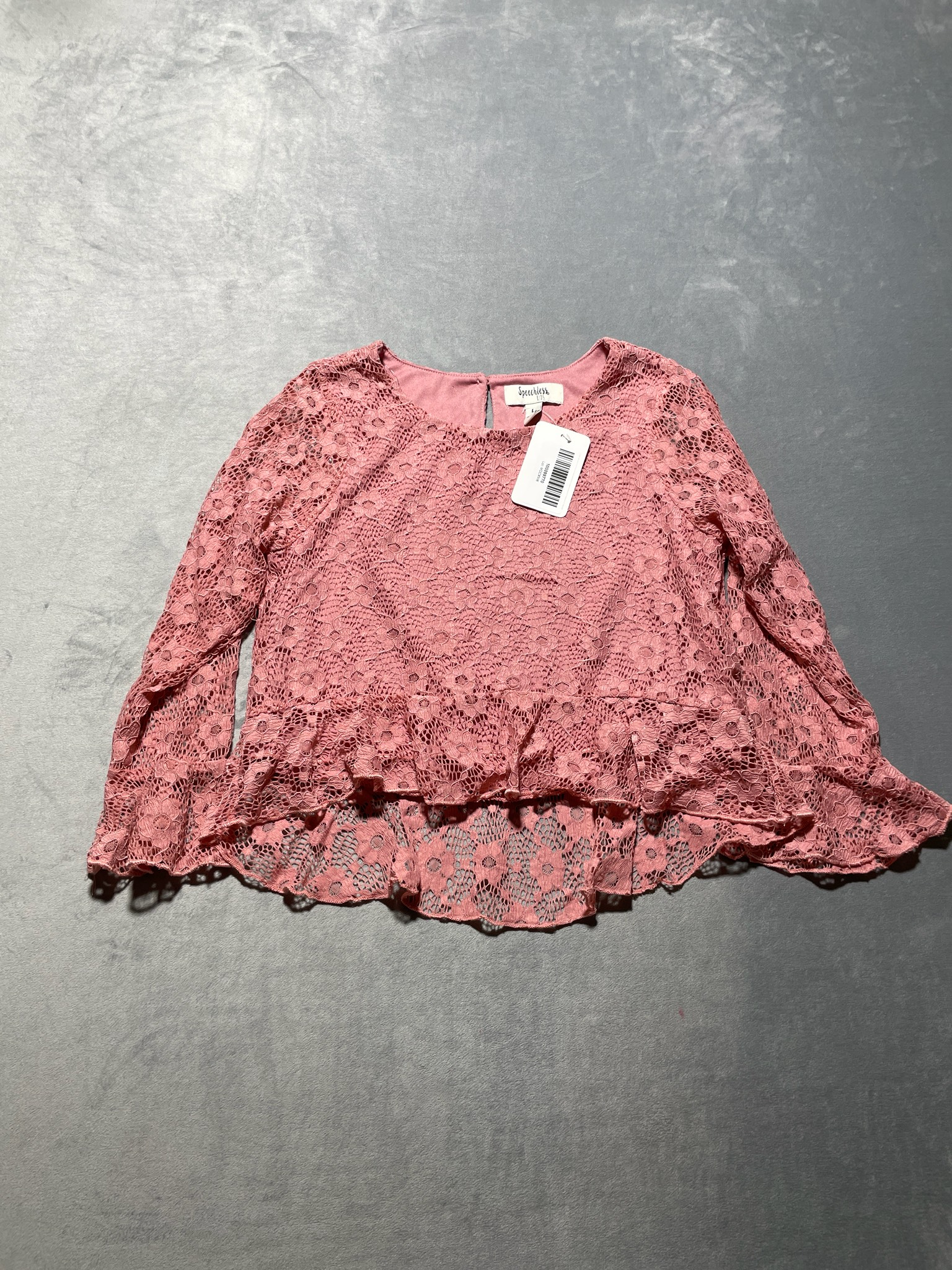 Speechless Kids Pink Floral Lace Long Sleeve Top Size L