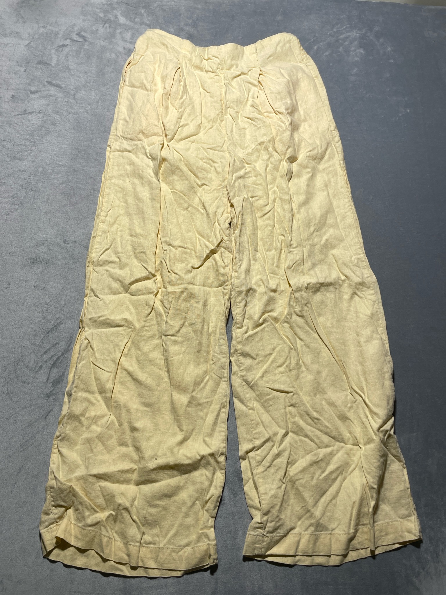 Cotton On Pale Yellow Linen-Look Wide Leg Pants Size AU 16