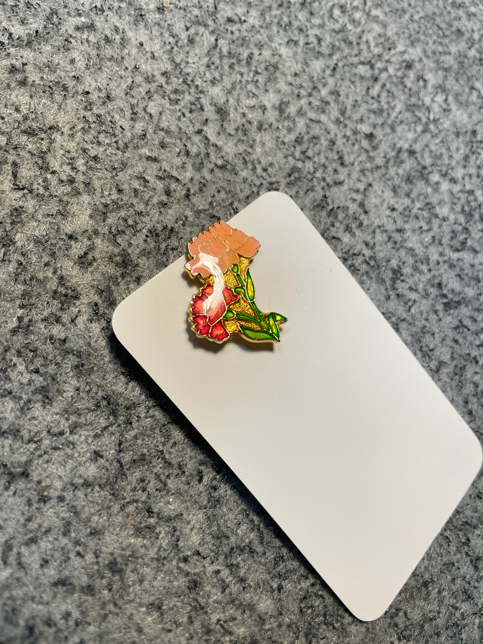 Pink Orange Green Gold Tone Floral Pin