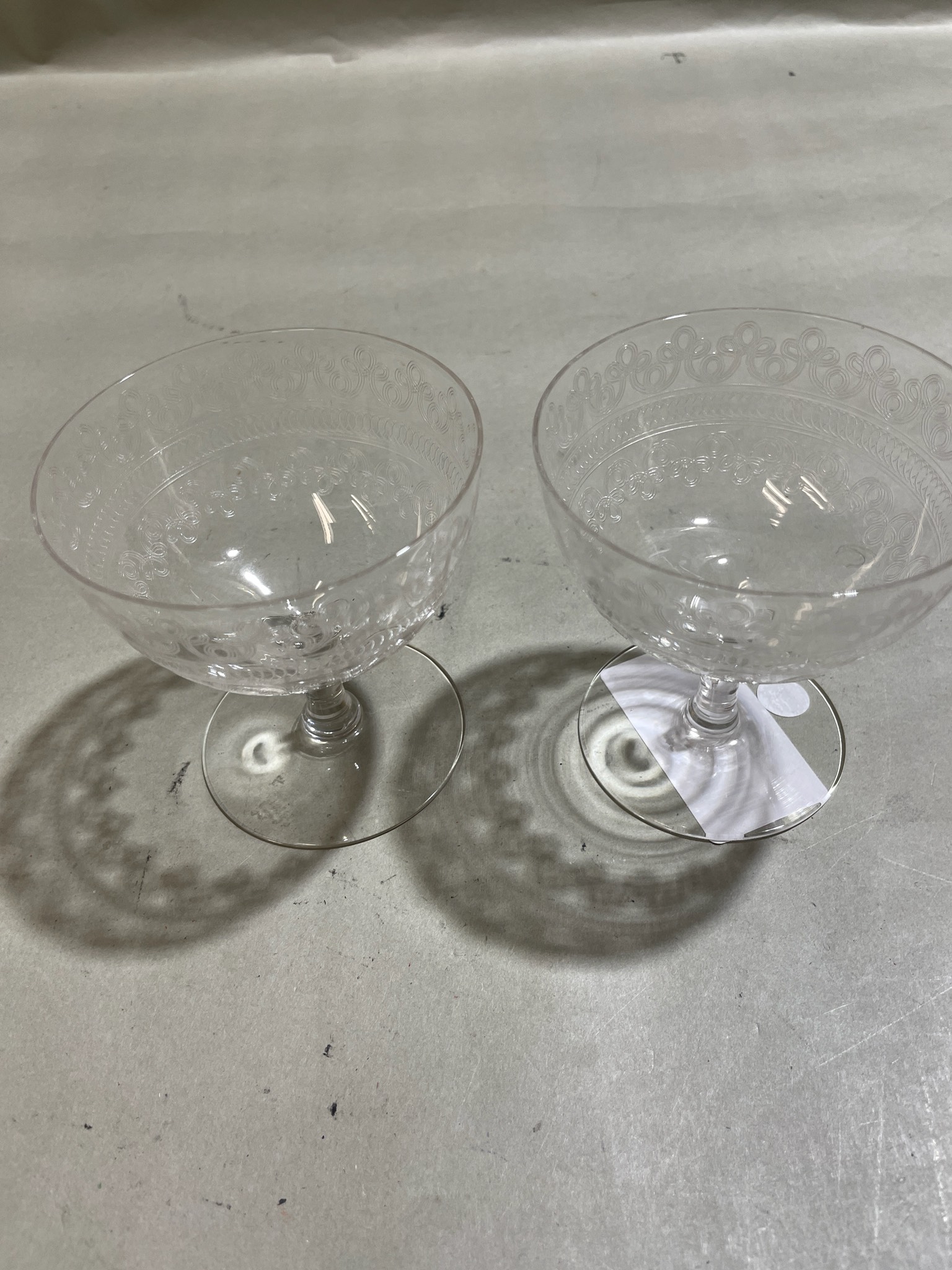 Clear Etched Glass Coupe Set