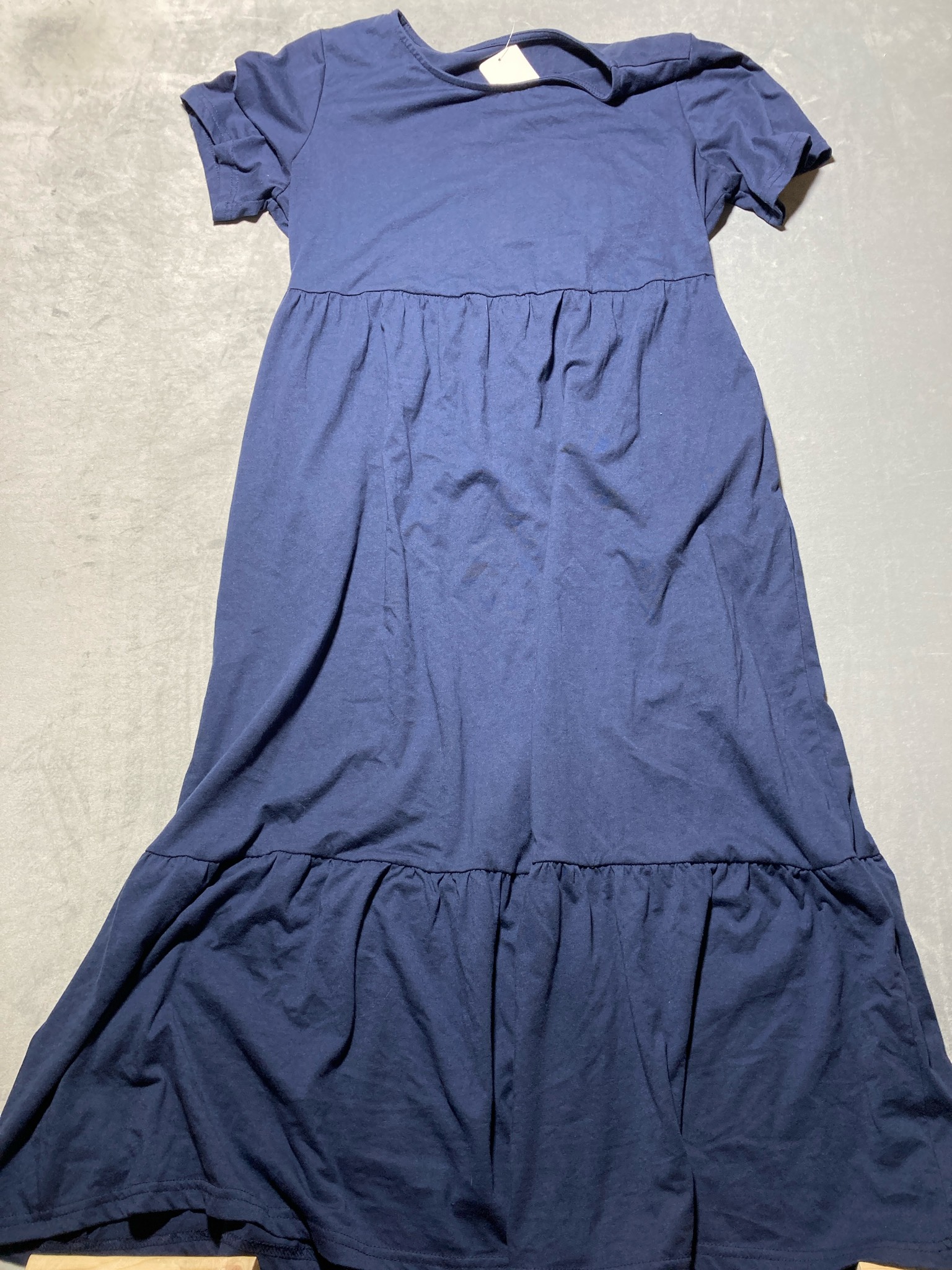 Navy Polyester-Cotton Blend Tiered Dress Size XL