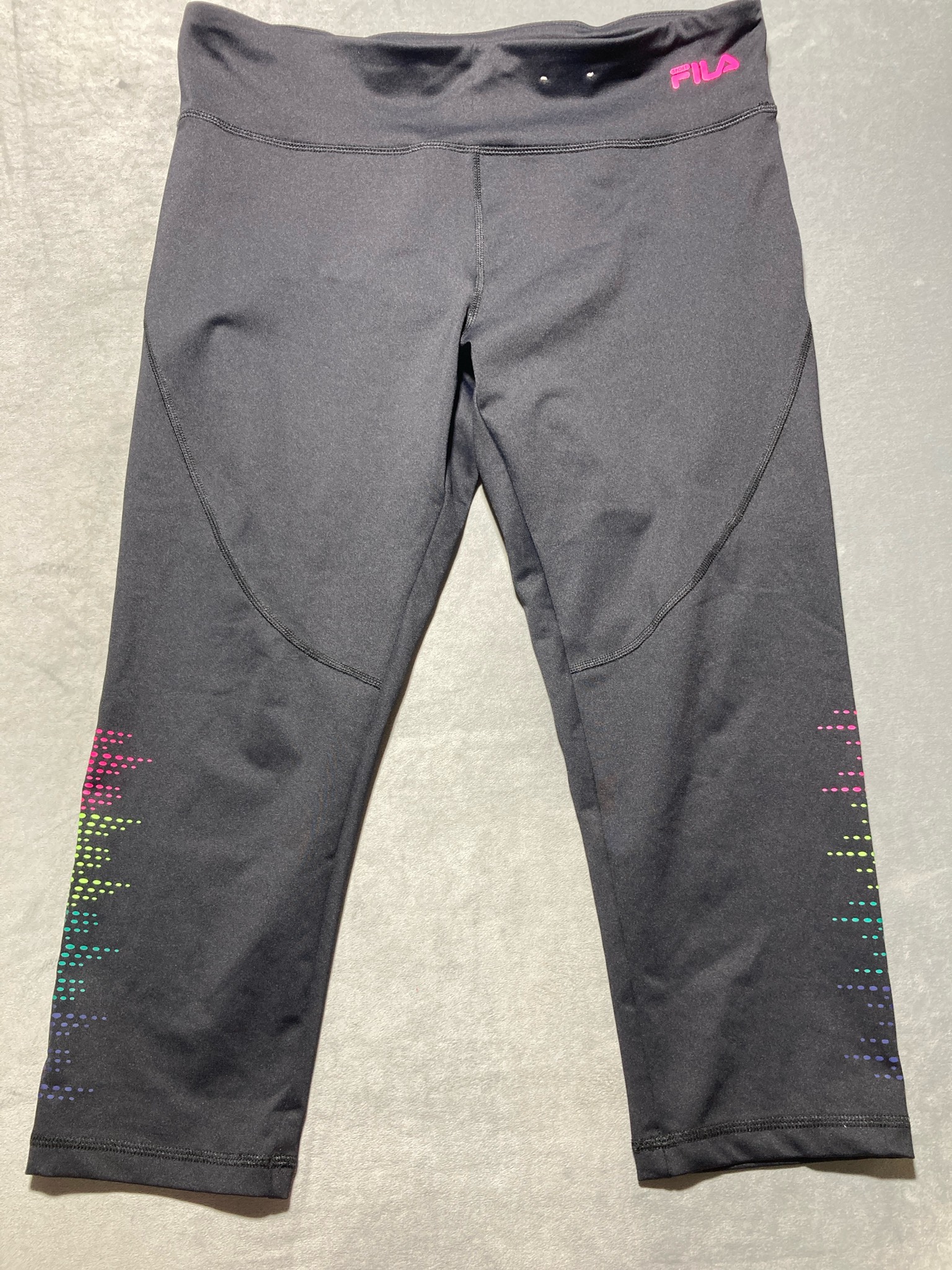 FILA Black Polyester-Spandex Cropped Leggings Size L
