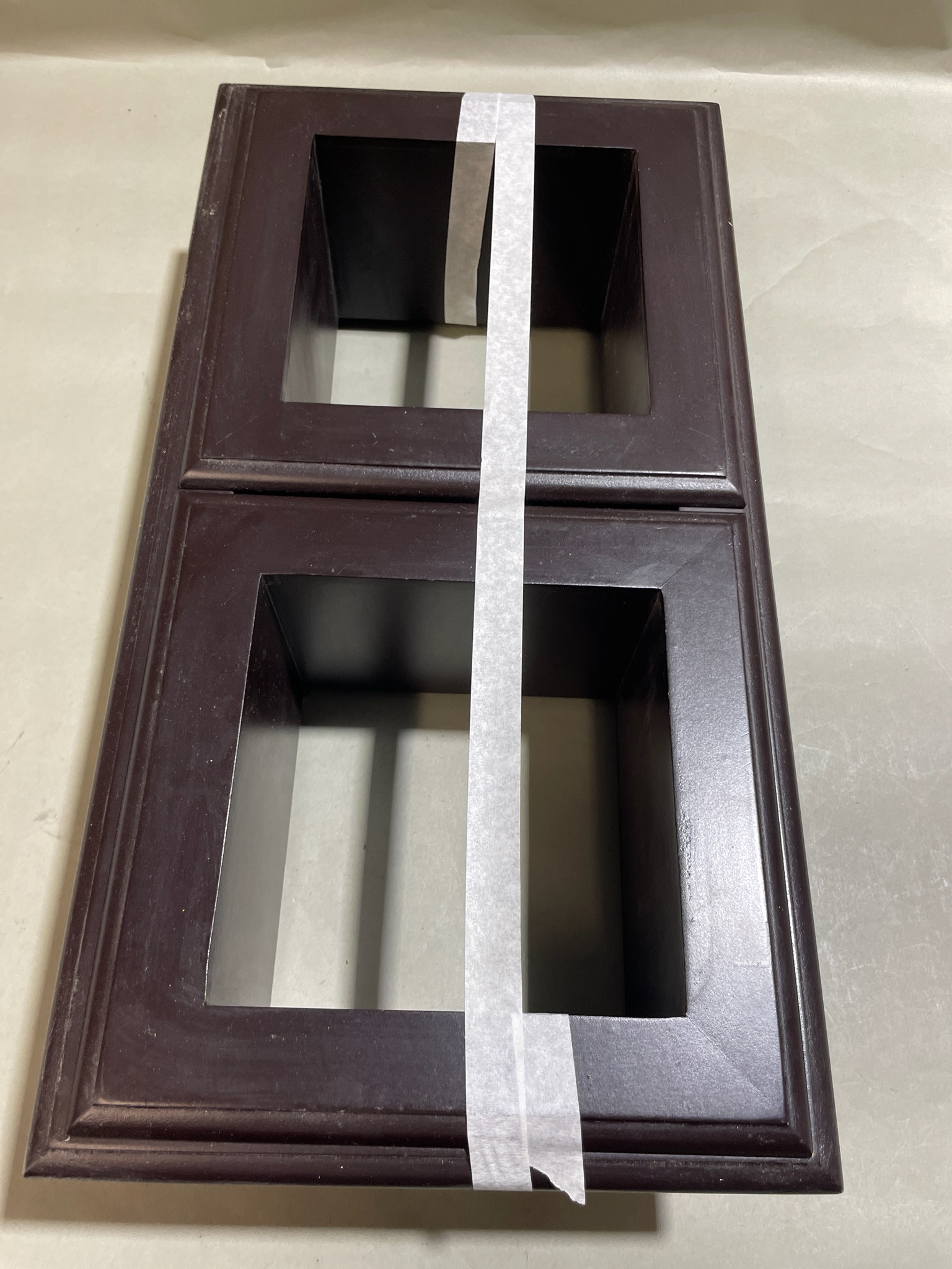 Dark Brown Beveled 3-Opening Wall Shelf
