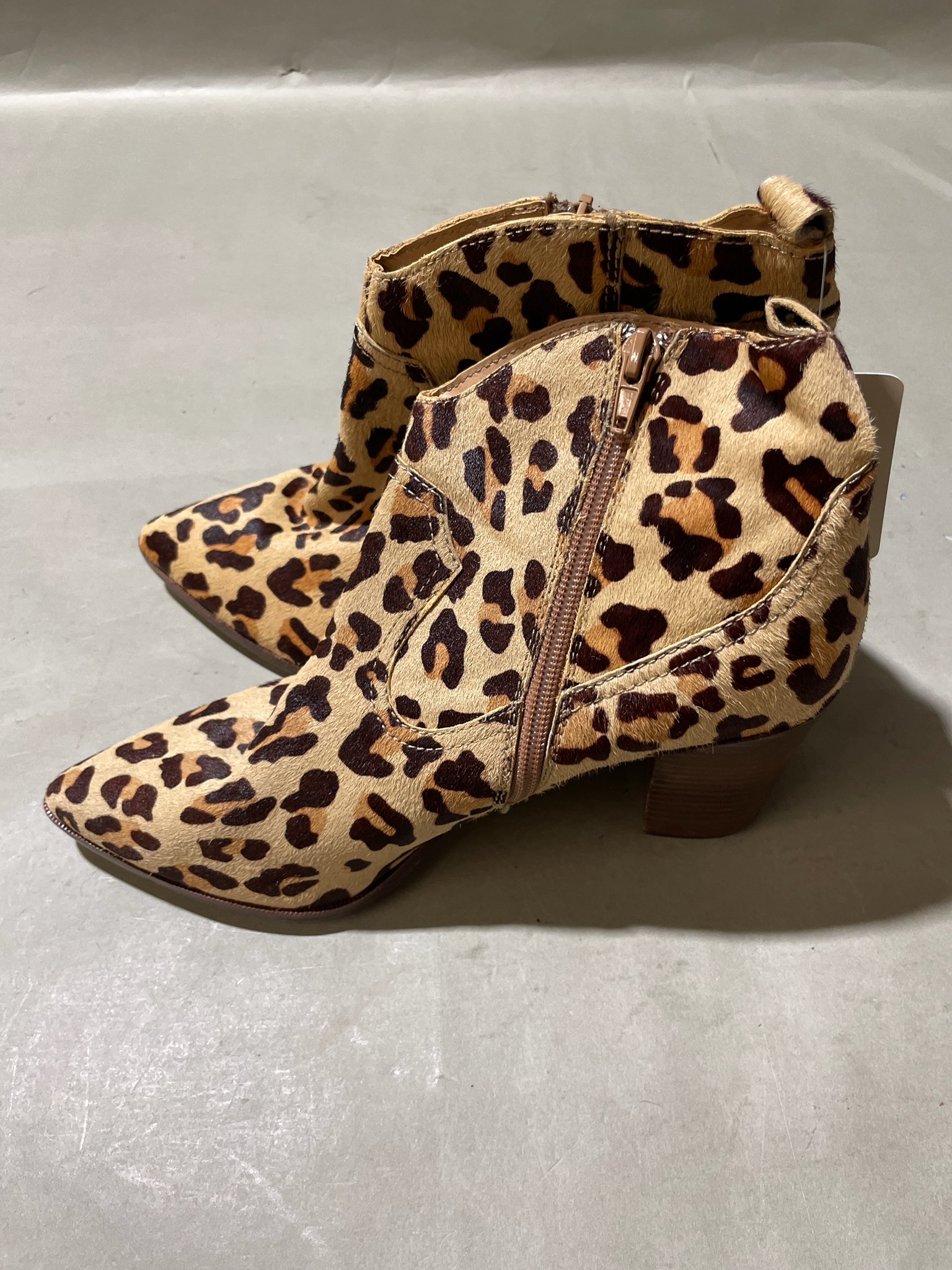 Tan Leopard Hair-On Ankle Boots