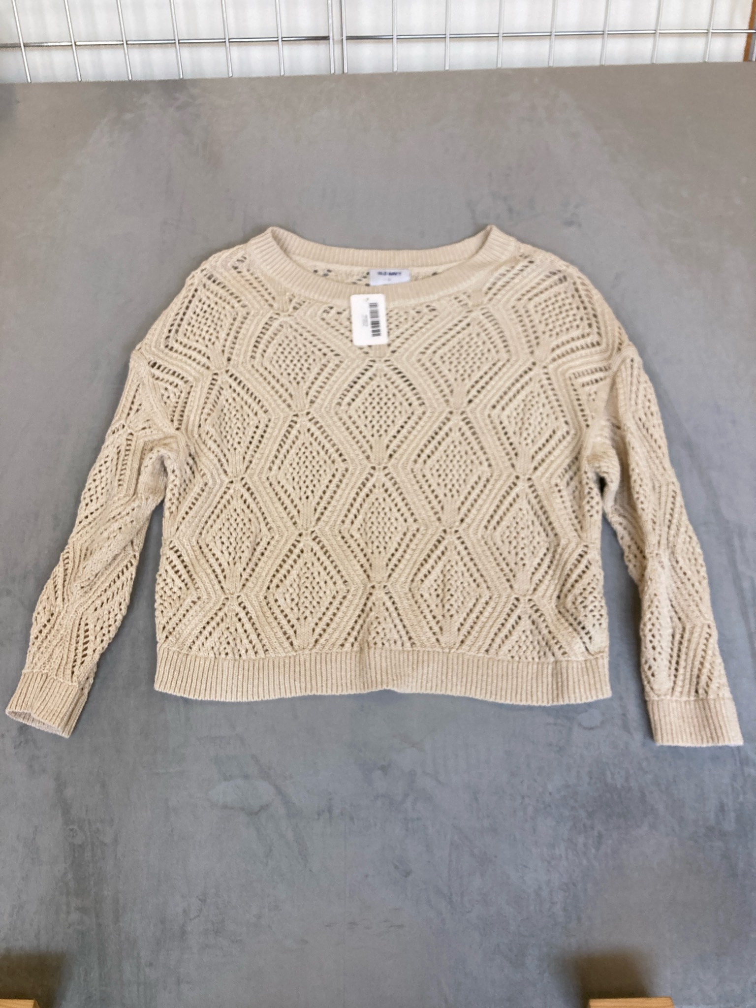 Old Navy Beige Open Knit Pullover Sweater