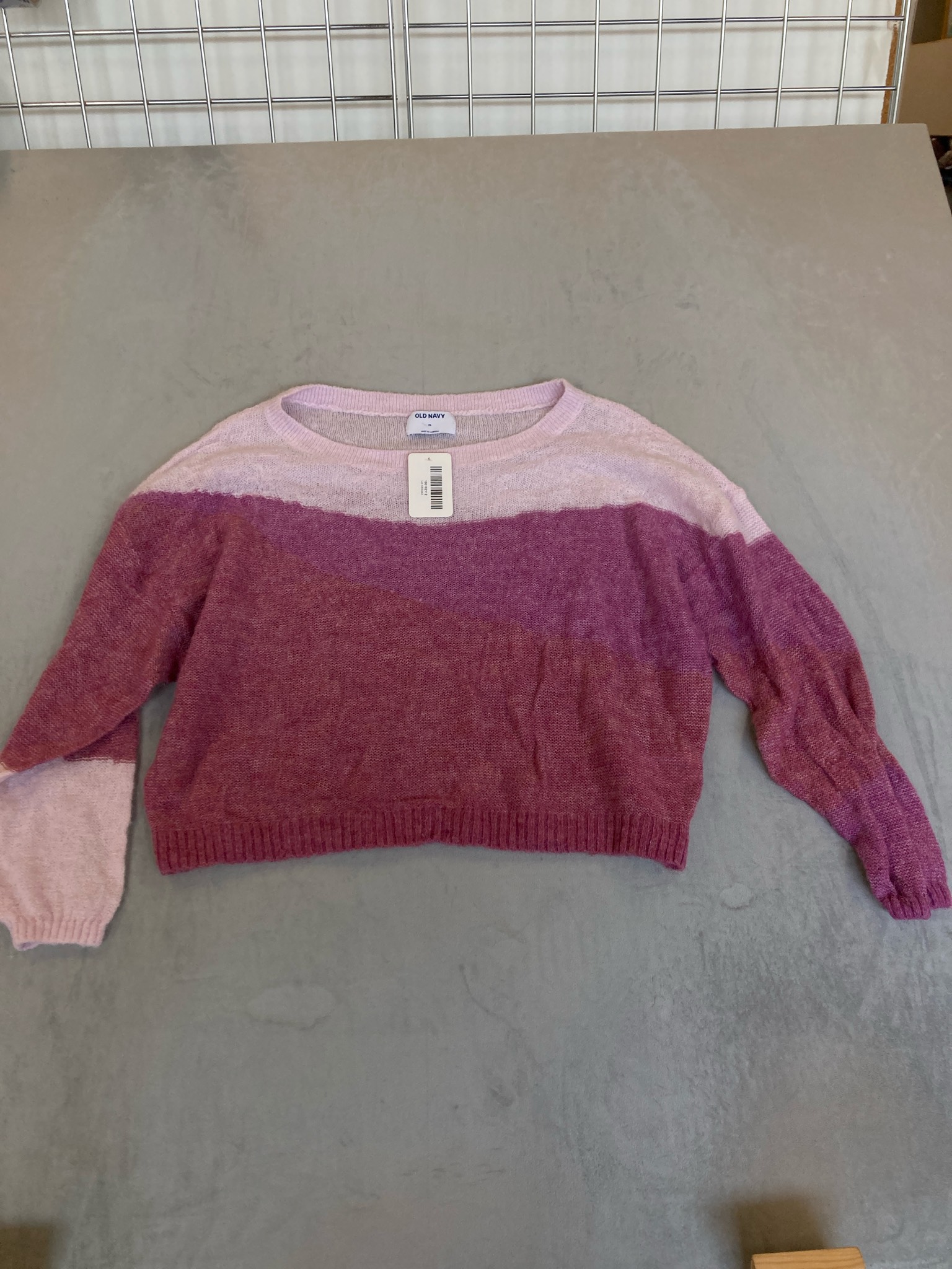 Old Navy Mauve Light Pink Colorblock Brushed Knit Sweater Size XL