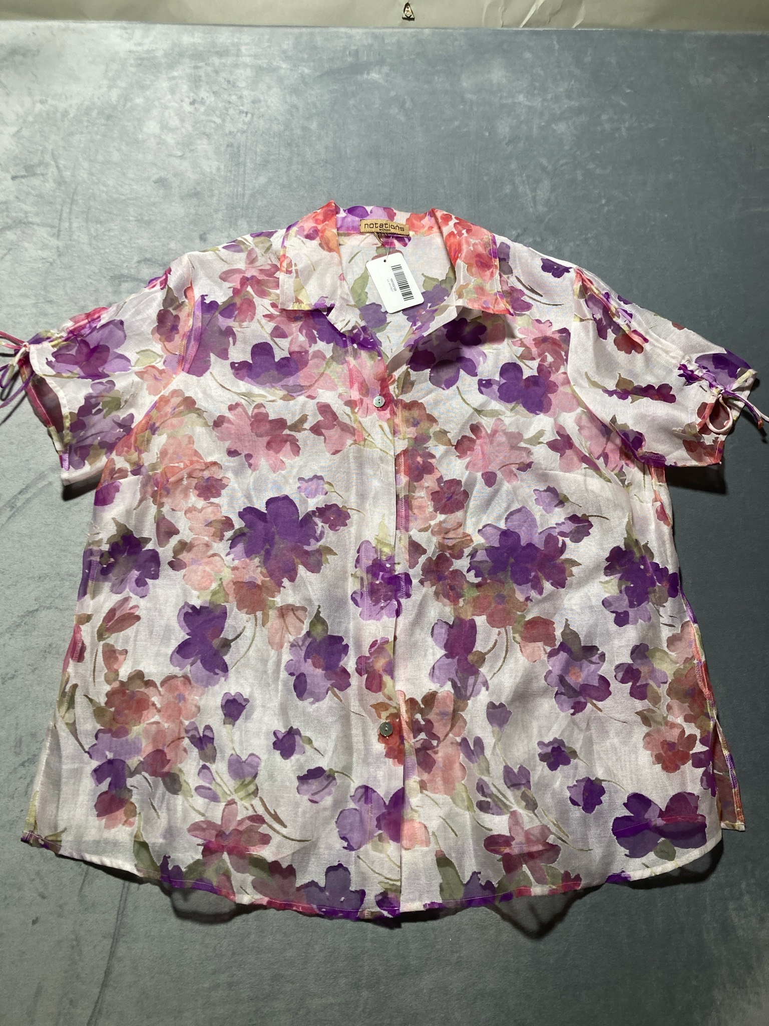 Notations Woman Pink Floral Button-Front Blouse