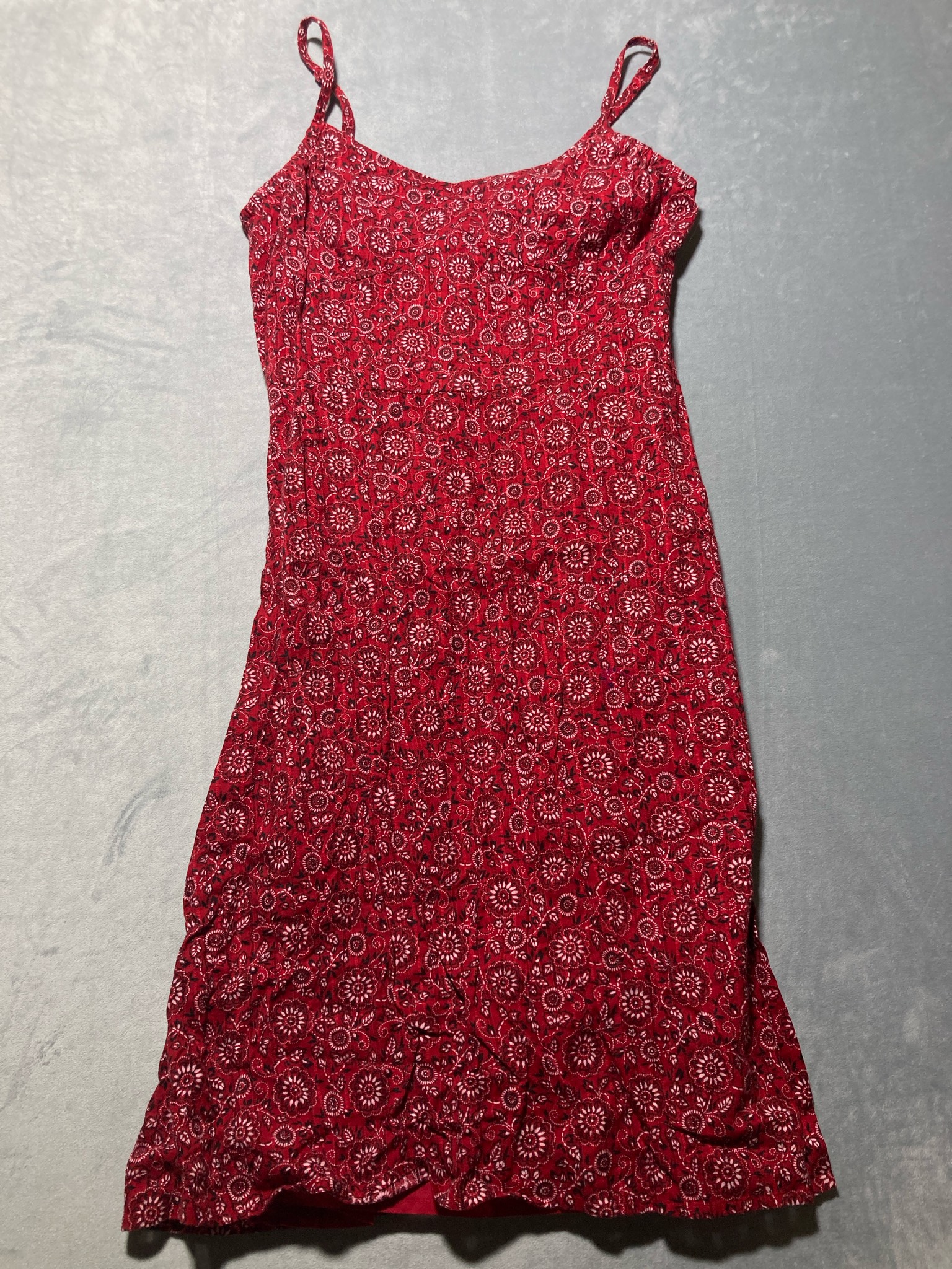 Ann Taylor LOFT Red Patterned Spaghetti Strap Dress Size 2
