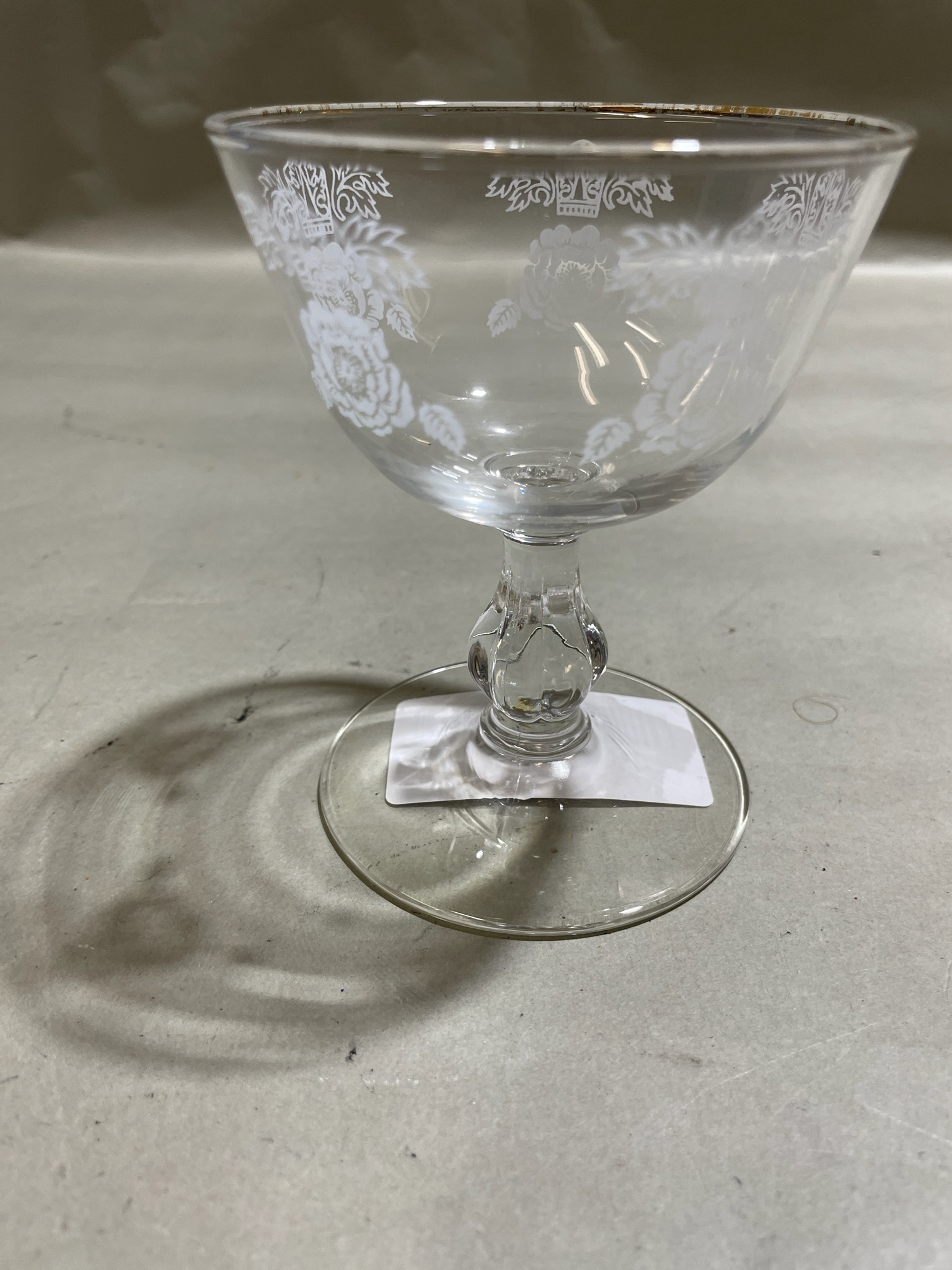 Clear Floral Etched Dessert Glass