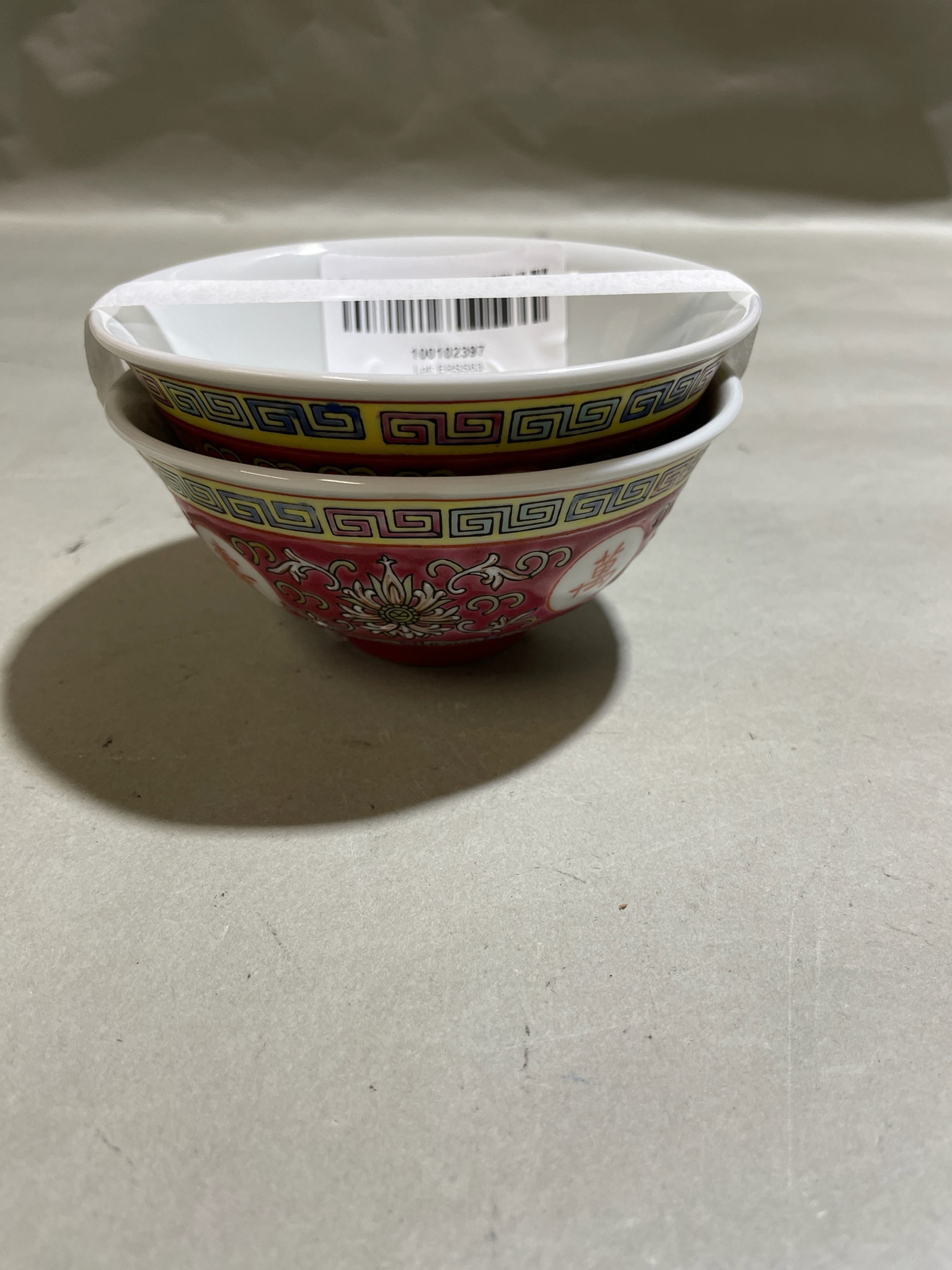 White Red Patterned Ceramic Bowl Set