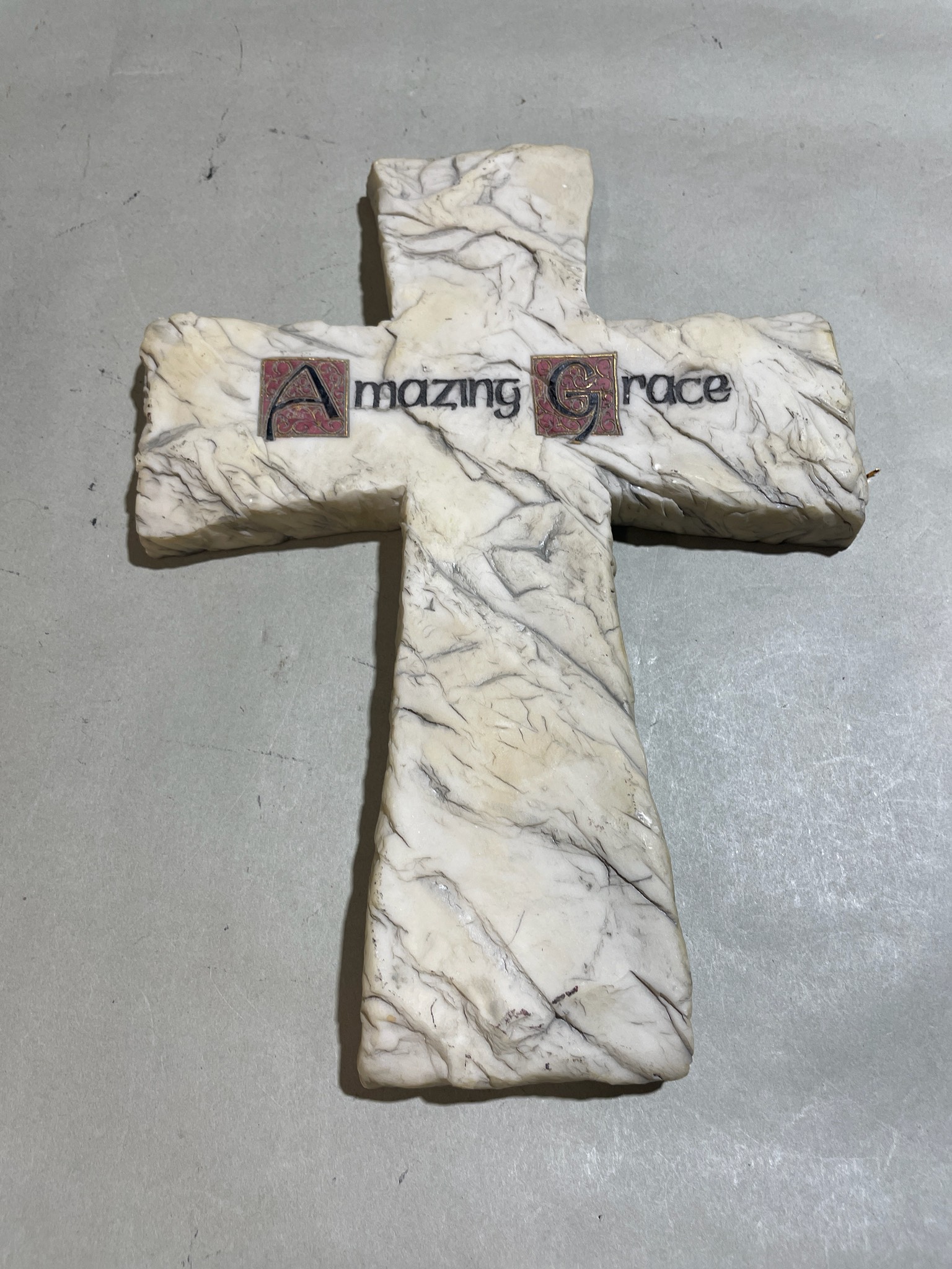 United Design Corp. Ivory Gray Marbled Decorative Cross