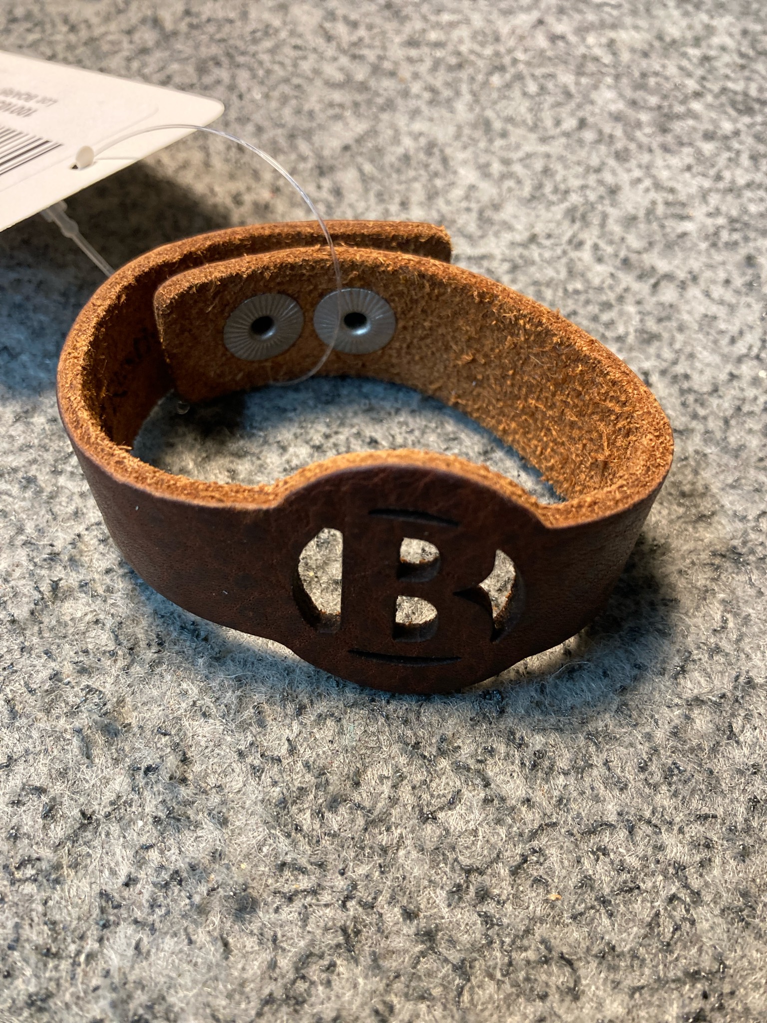 Brown Wide Cutout B Cuff Bracelet