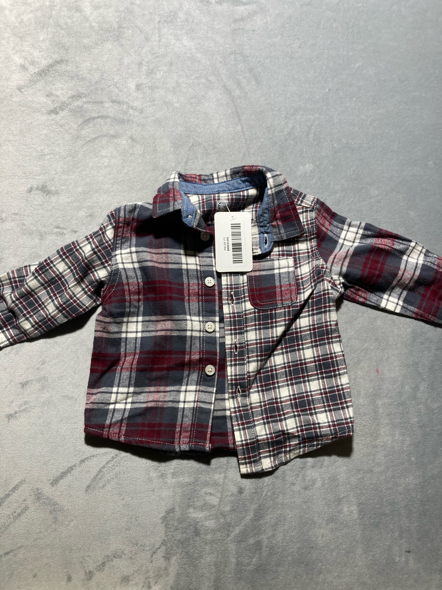 Wonder Nation Burgundy Plaid Long Sleeve Shirt Size 18M