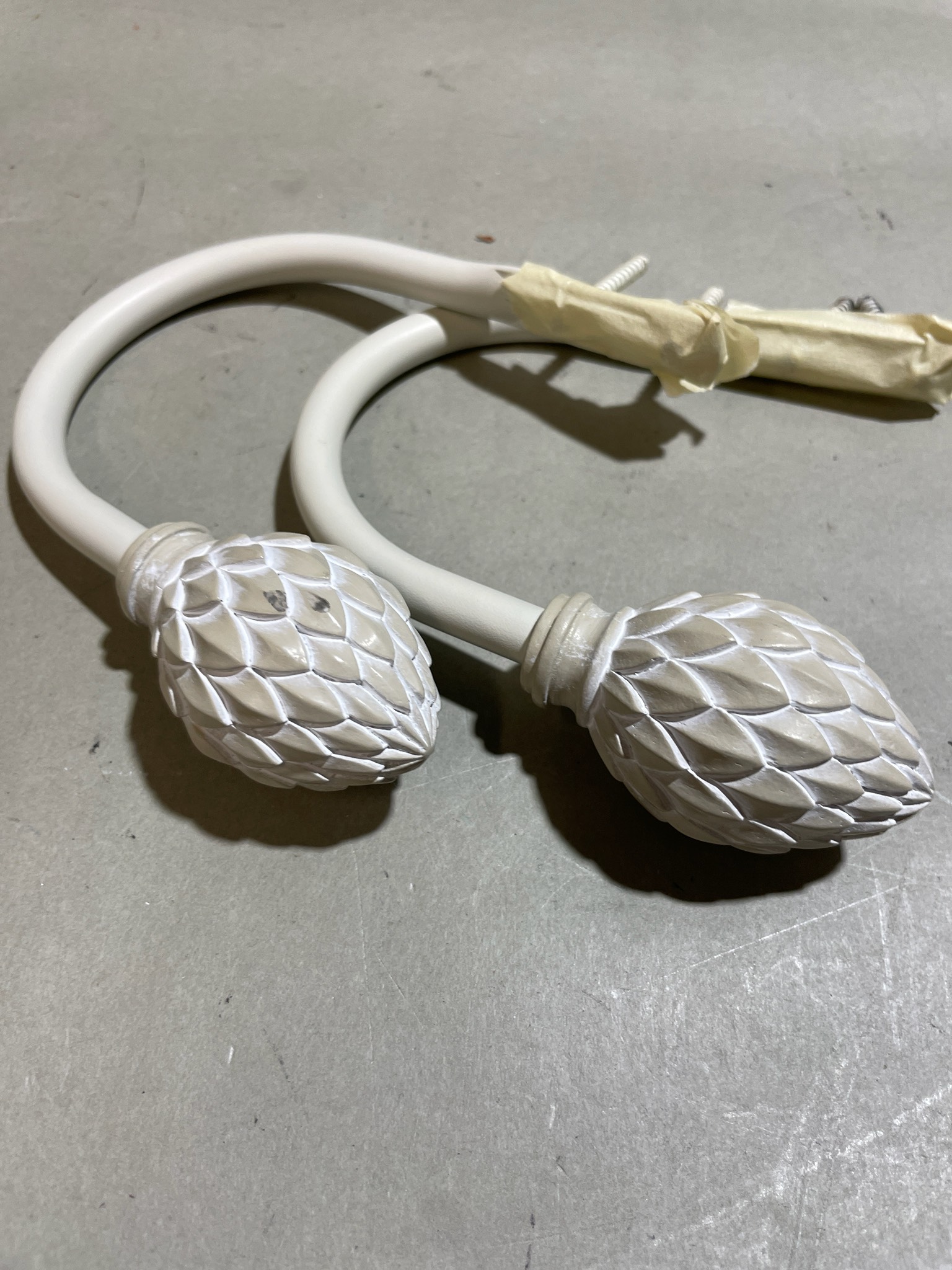 White Decorative Curtain Holdback Pair
