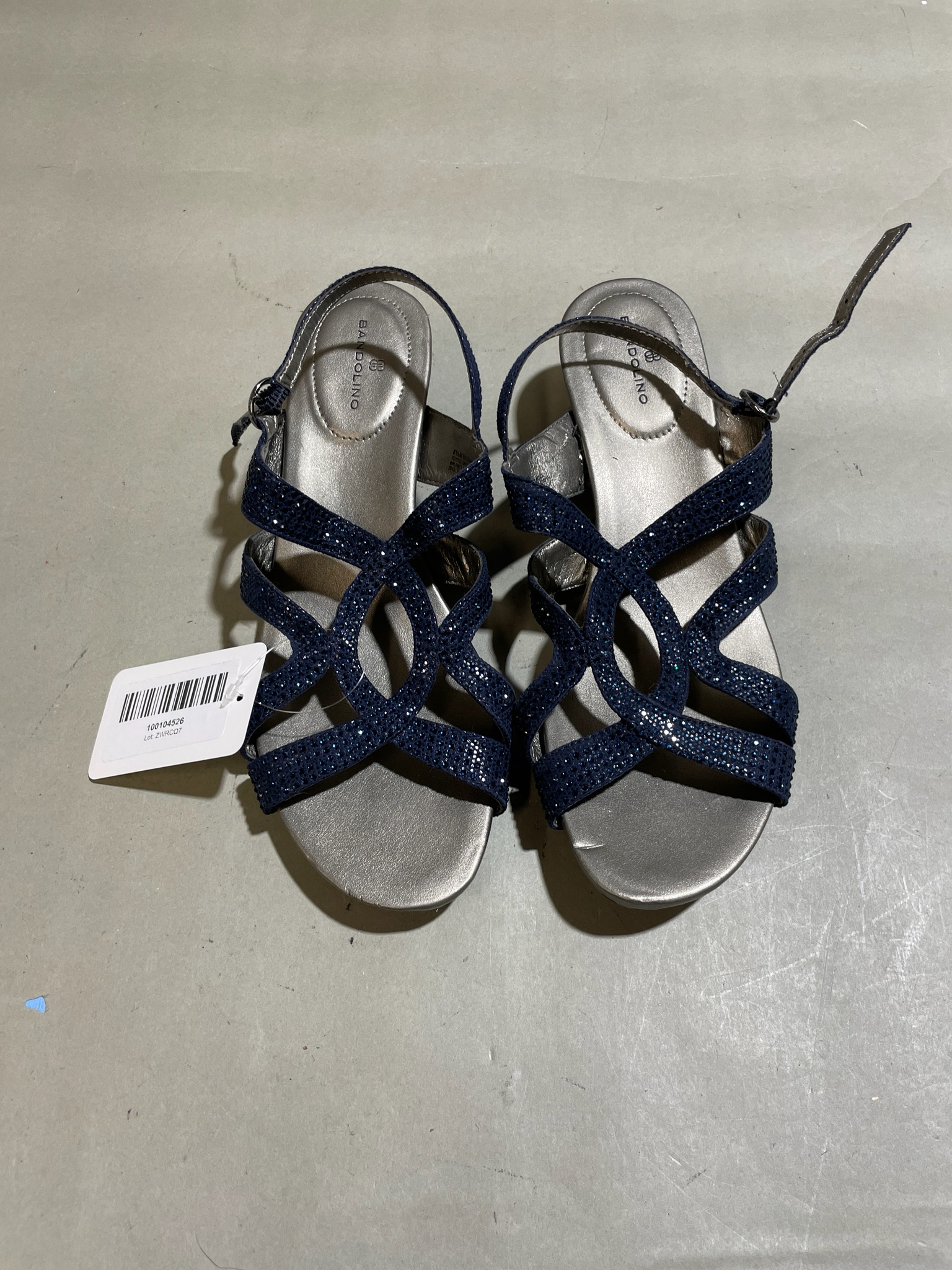Bandolino Navy Glitter Low Heel Sandals