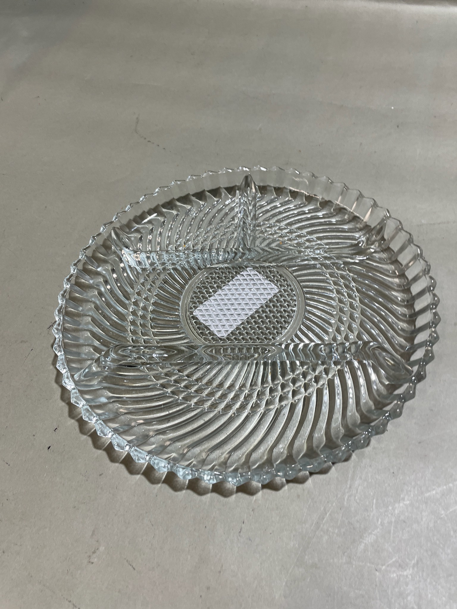 Clear Pressed Glass 3-Section Serving Dish