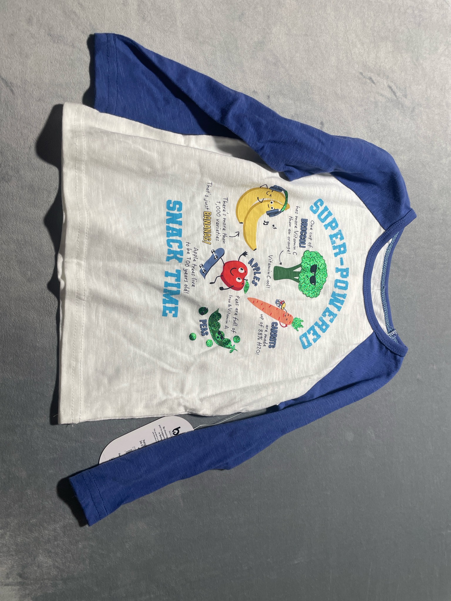 Wonder Nation White and Blue Cotton Blend Raglan Tee Size 3T
