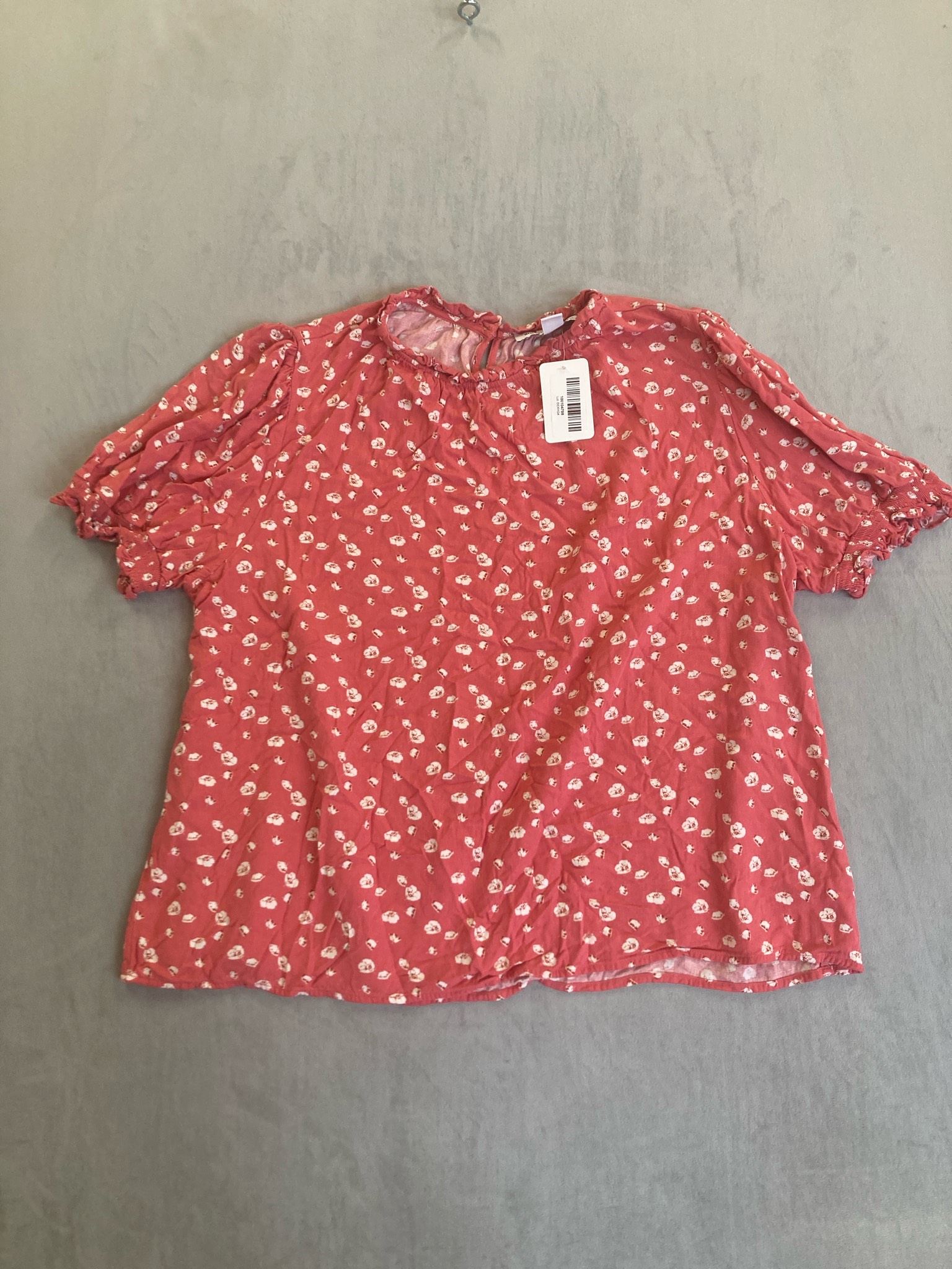 Amazon Essentials Coral Floral Knit Blouse Size XXL