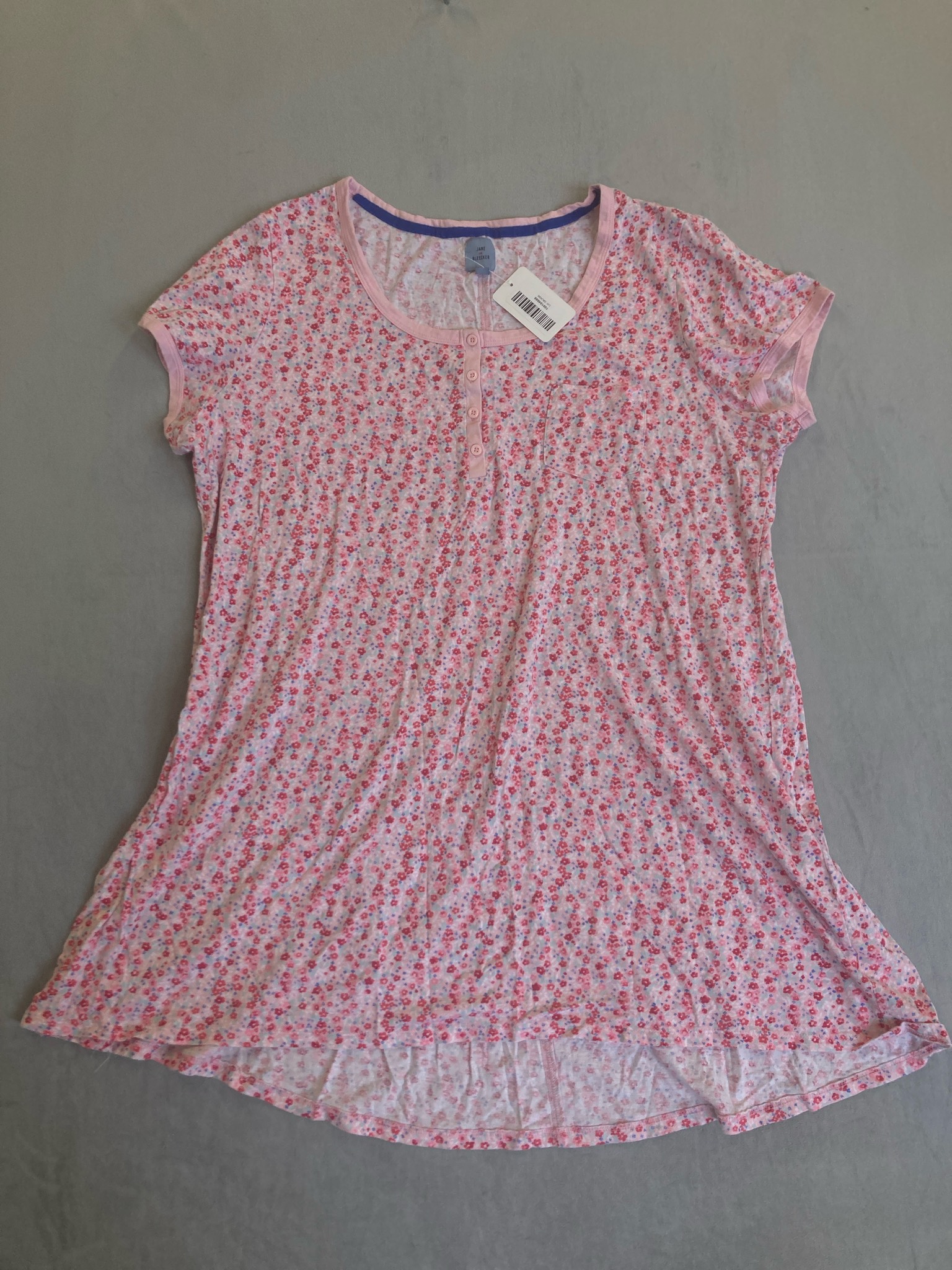 Jane and Bleecker Light Pink Ditsy Floral Knit Nightshirt