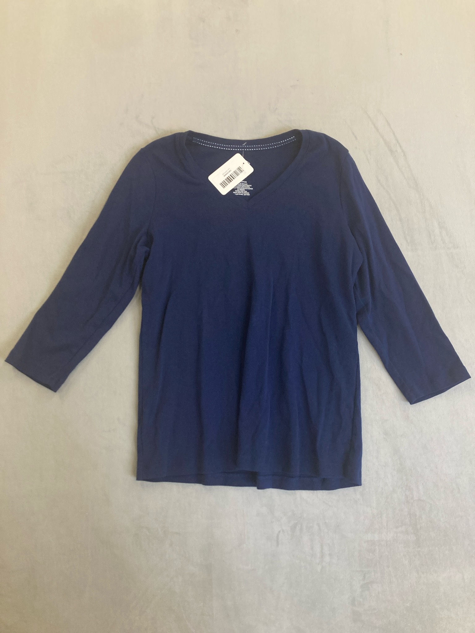 St. John's Bay Navy Cotton 3/4 Sleeve Tee Size Medium