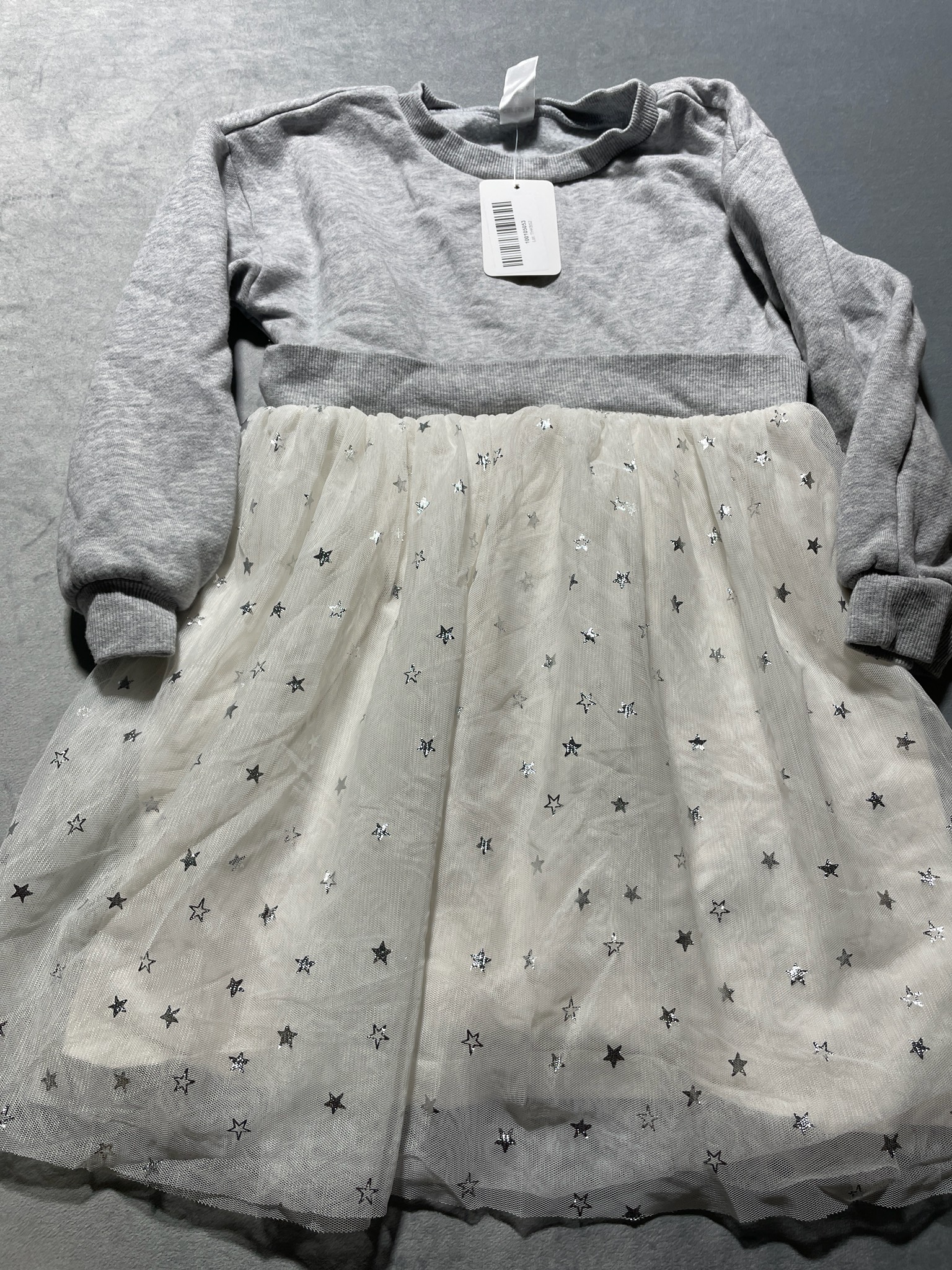 Carter's Gray Knit and Off White Tulle Dress Size 6-6X