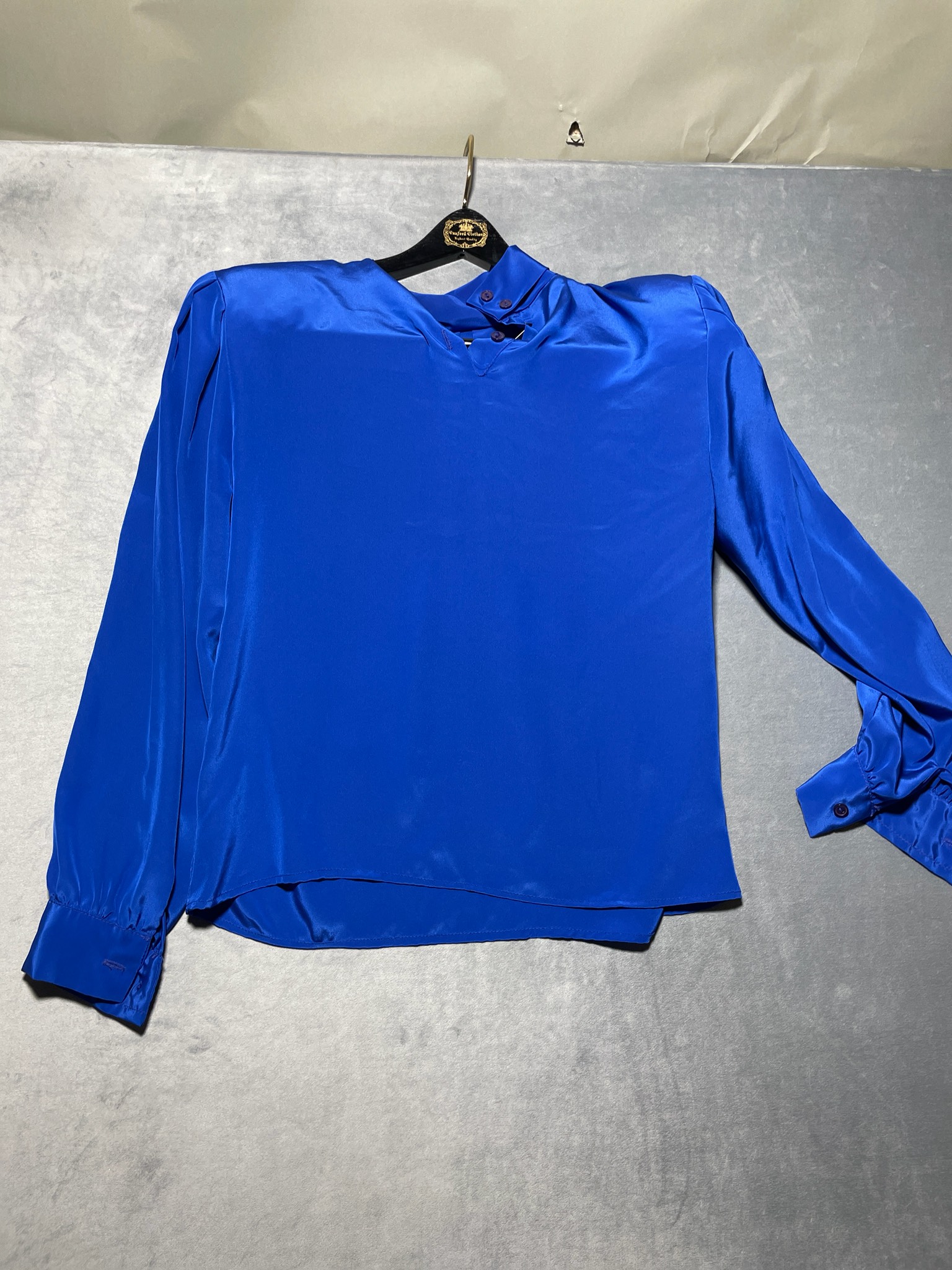 Anna Kriste Blue Long Sleeve Blouse Size Size 4 Petite
