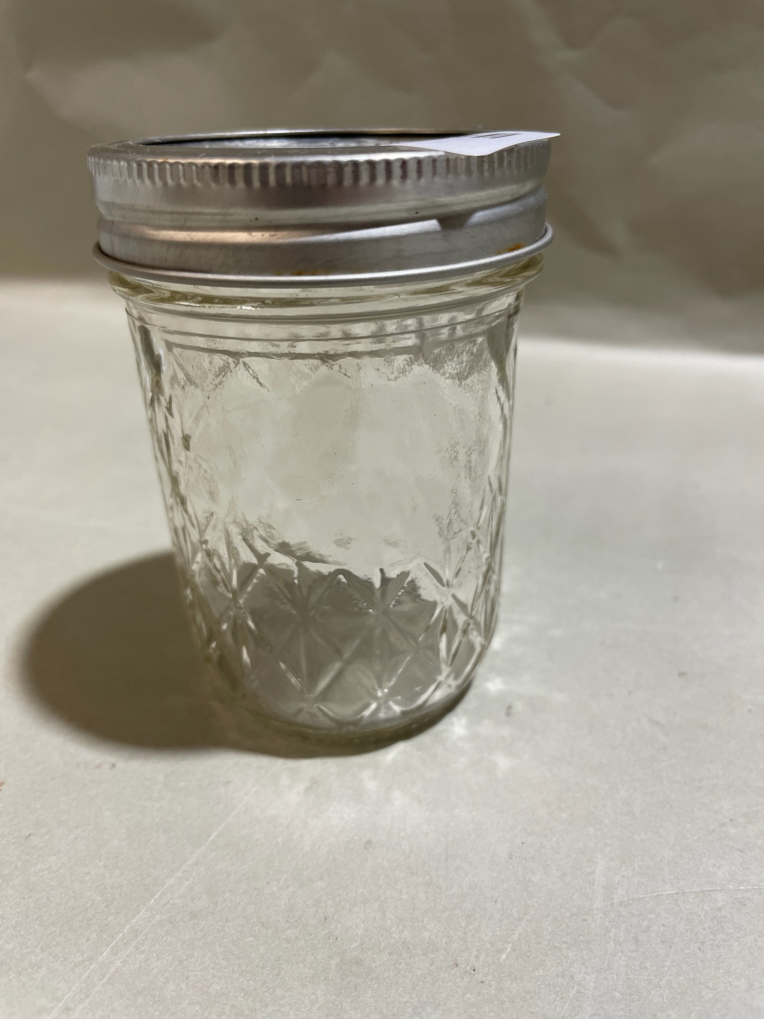 Clear Diamond Pressed Glass Jar